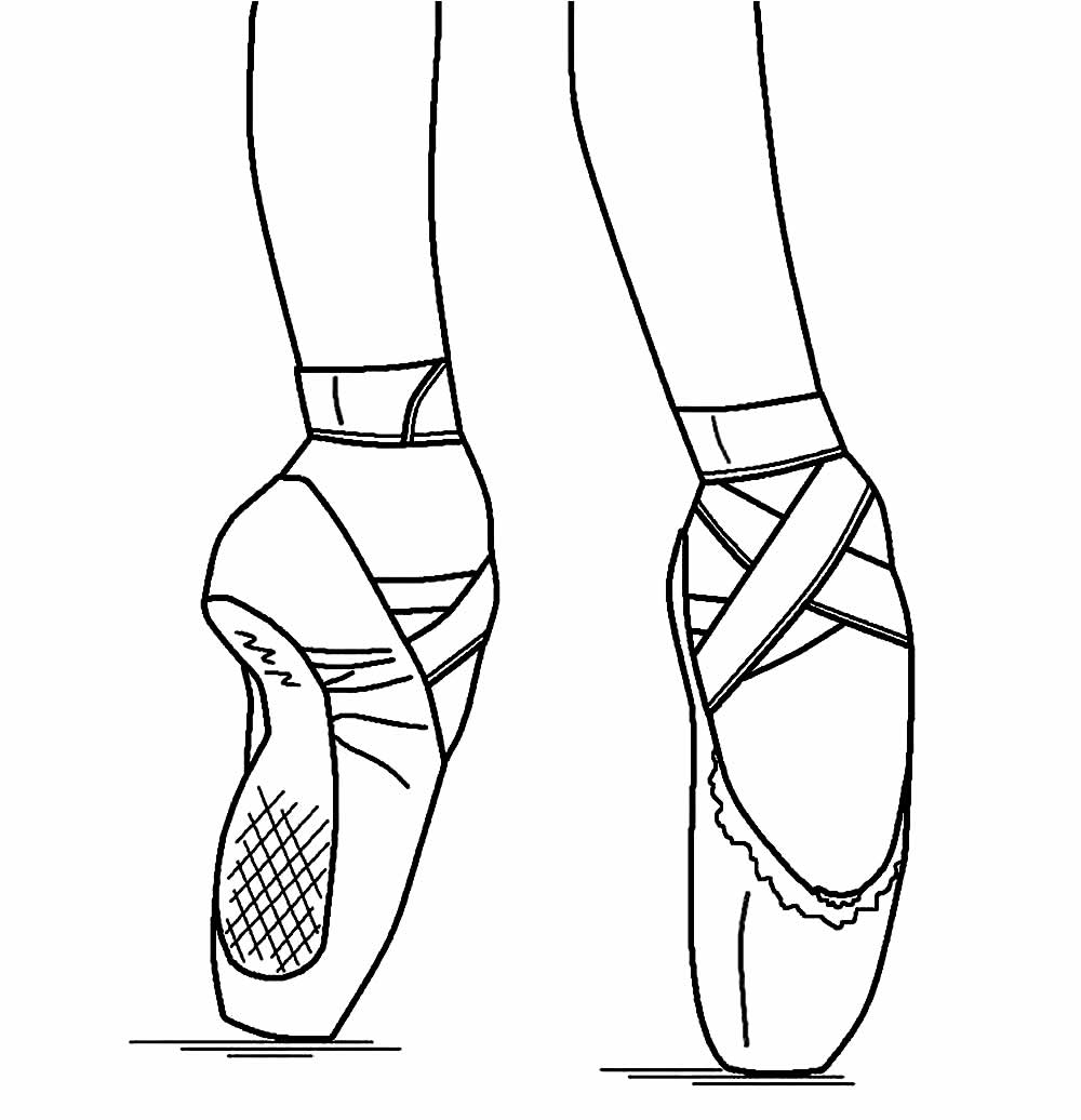 Desenho de Sapatilha de Bailarina para colorir