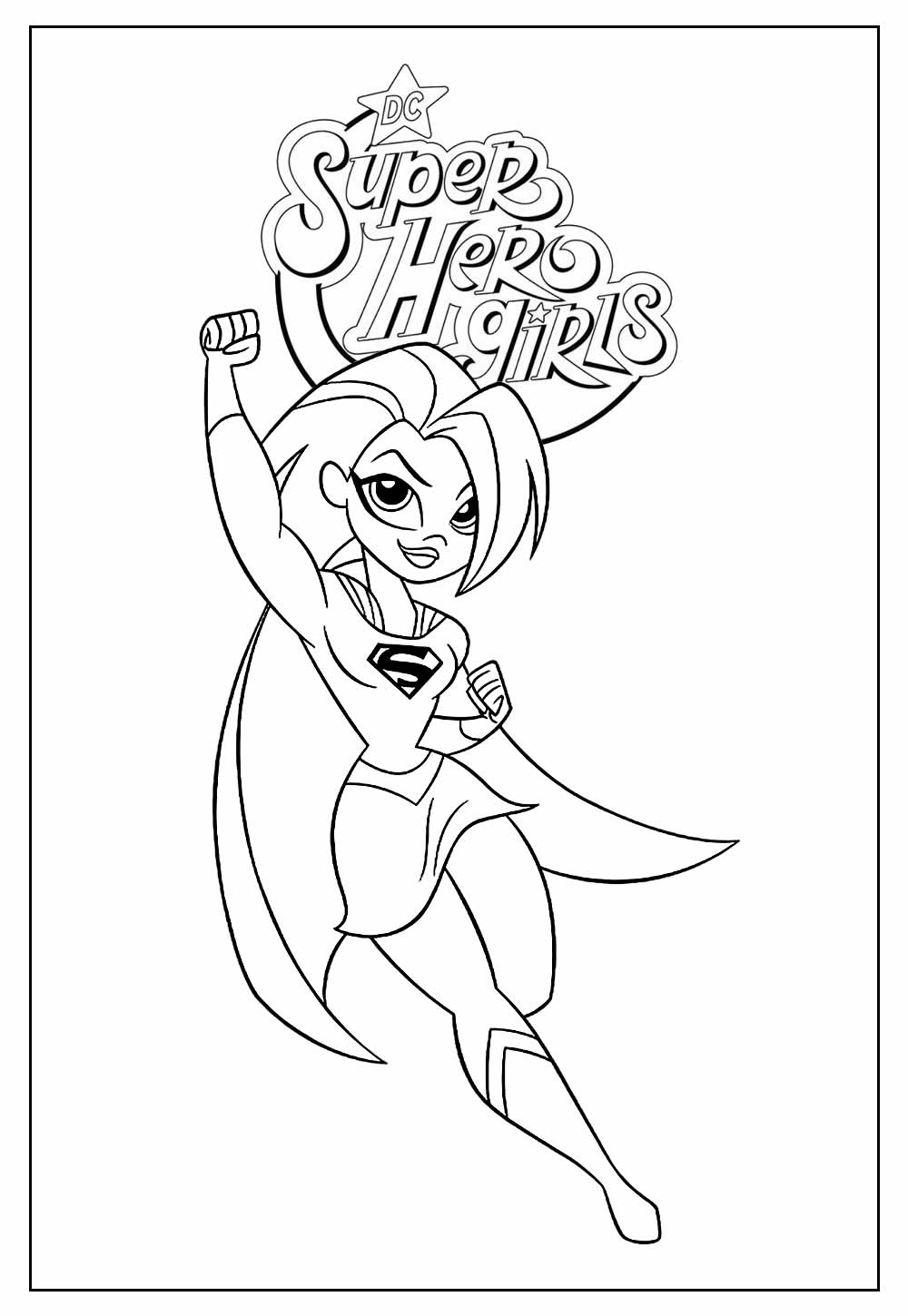 Desenho Educativo da Supergirl para pintar