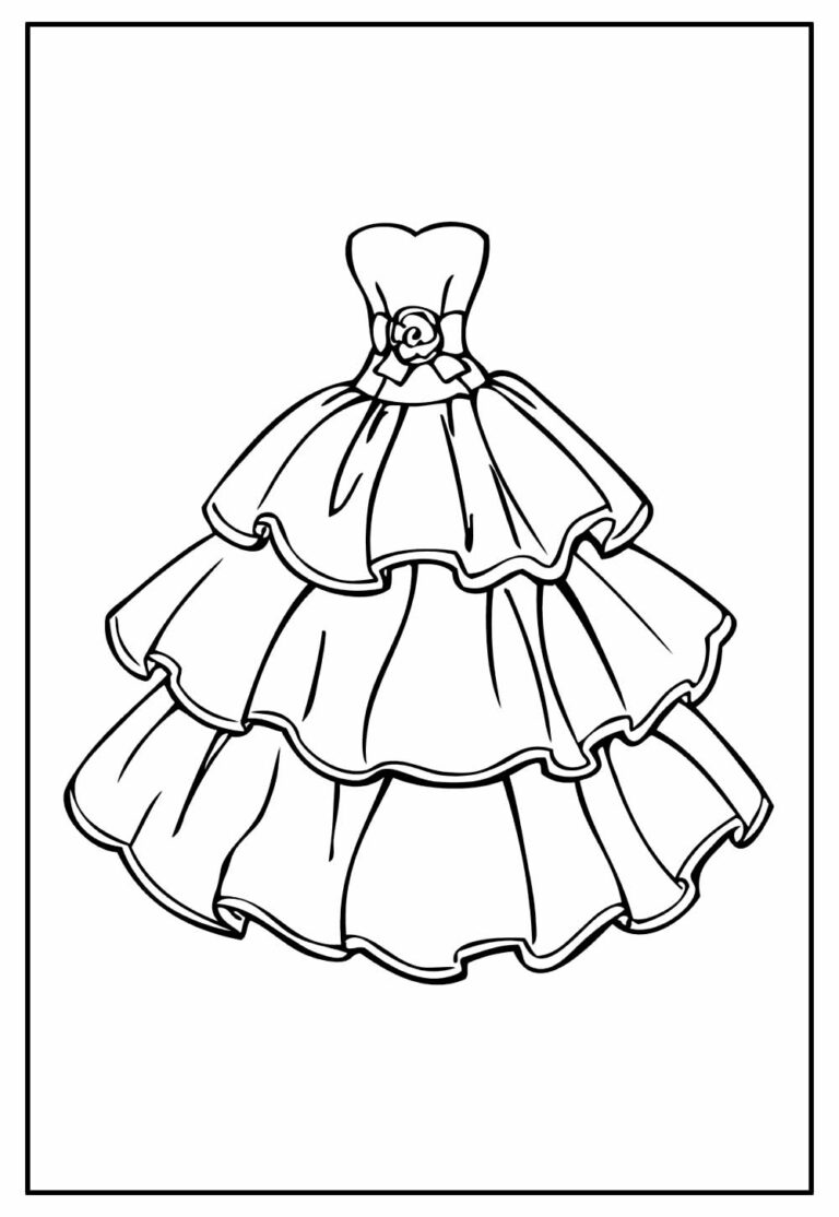 Desenhos de Vestido para colorir - Bora Colorir