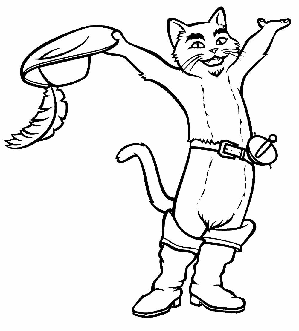 Desenho do Gato de Botas para colorir