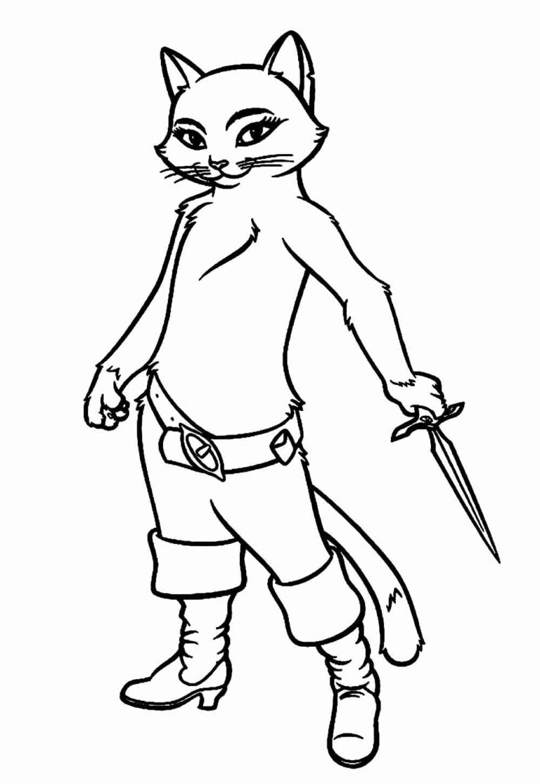Desenhos do Gato de Botas para colorir - Bora Colorir