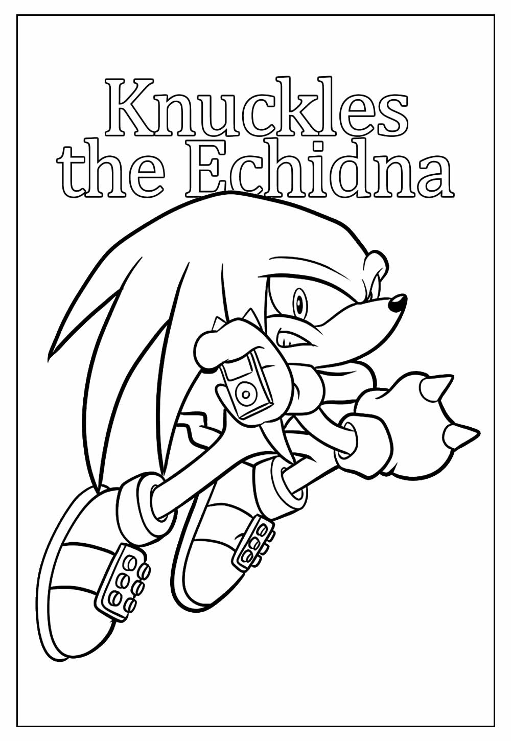 Desenho Educativo de Knuckles the Echidna para colorir