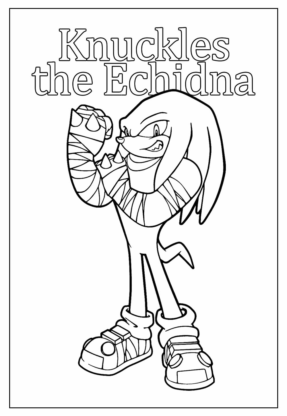 Desenho Educativo de Knuckles the Echidna para colorir