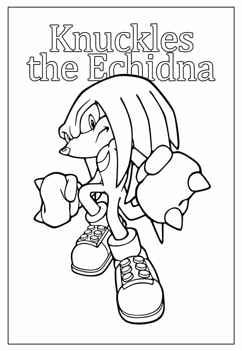 Desenho de Knuckles the Echidna para pintar