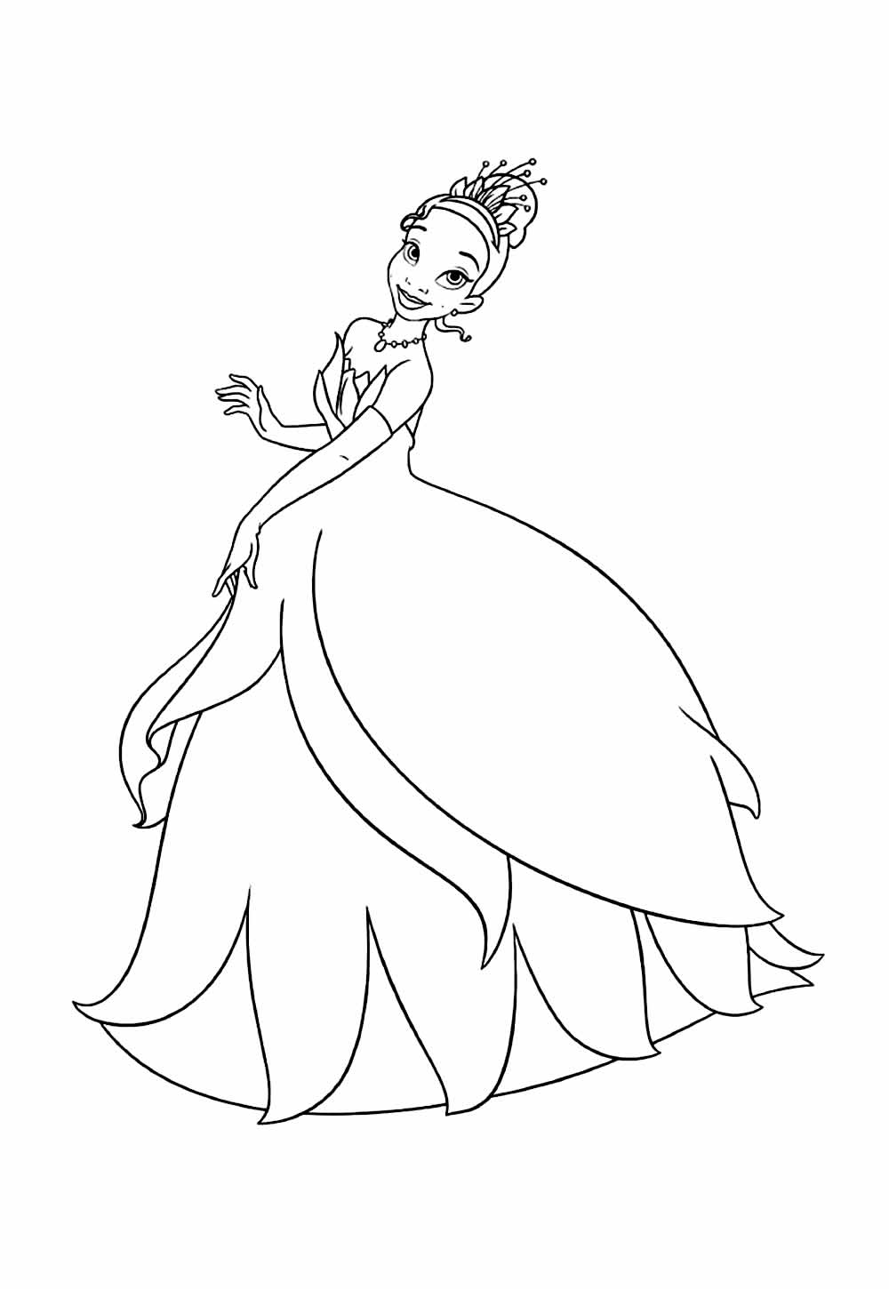 Desenho da Princesa e o Sapo para colorir