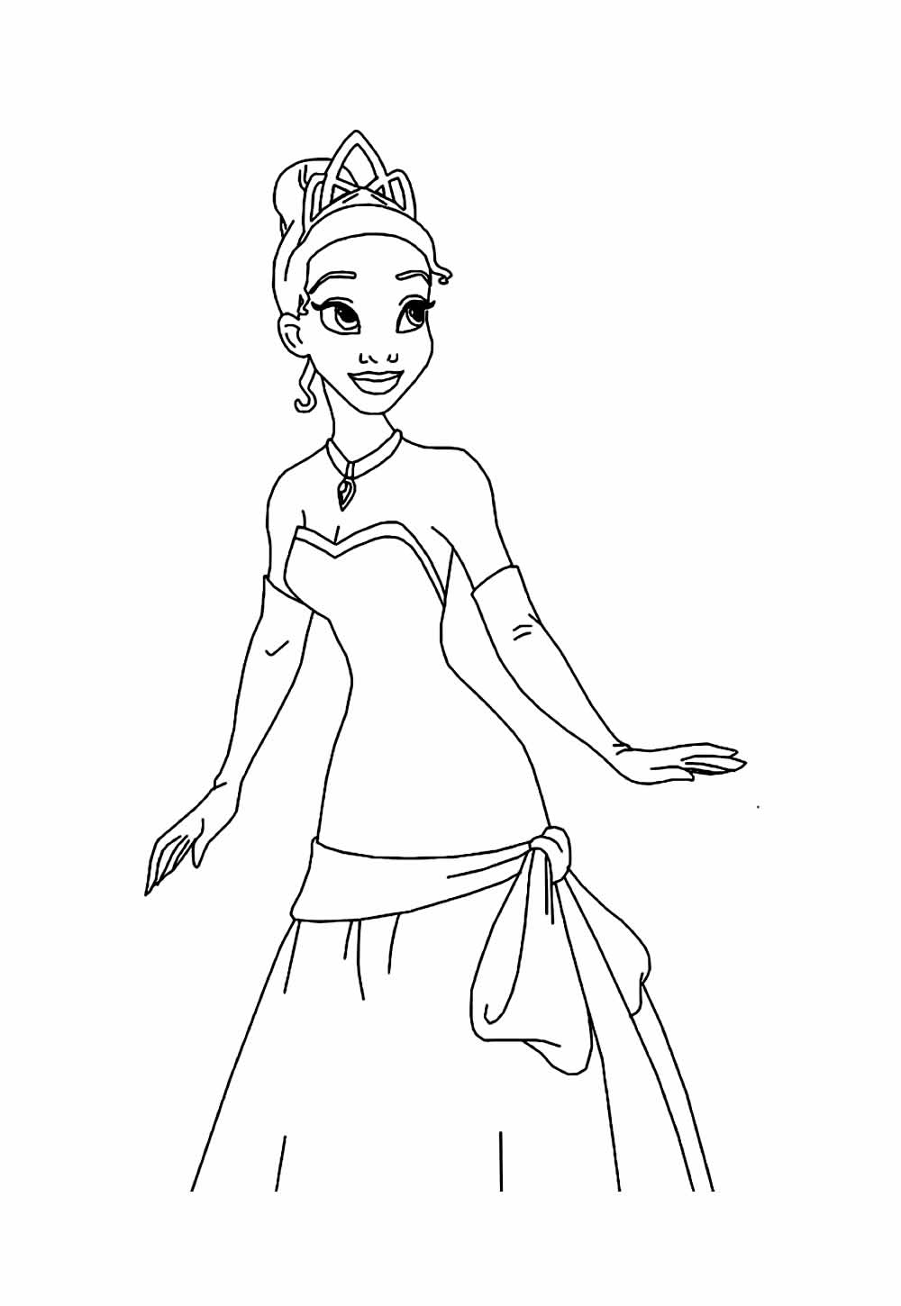 Desenho da Princesa Tiana para colorir