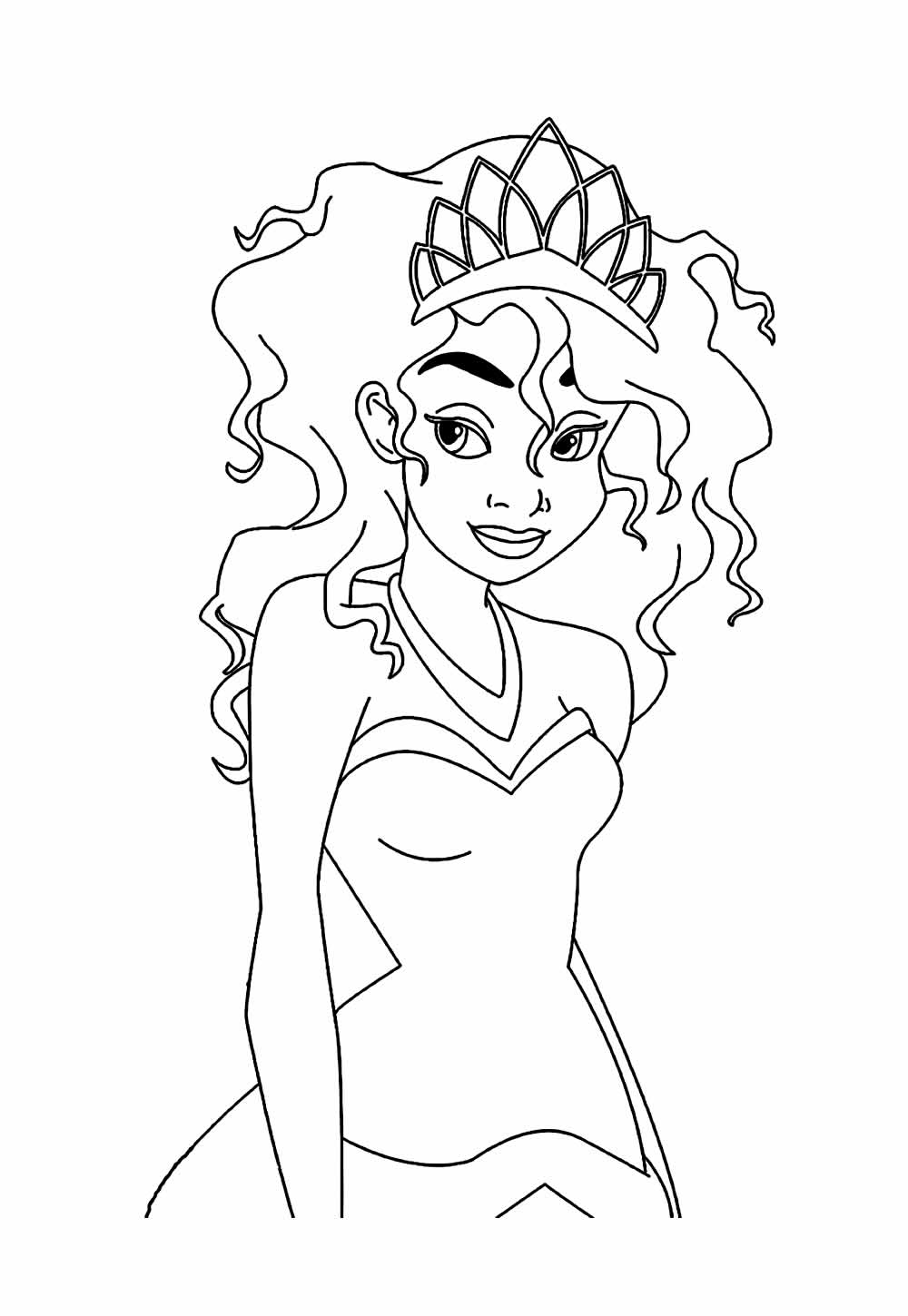 Desenho da Princesa Tiana para imprimir e pintar