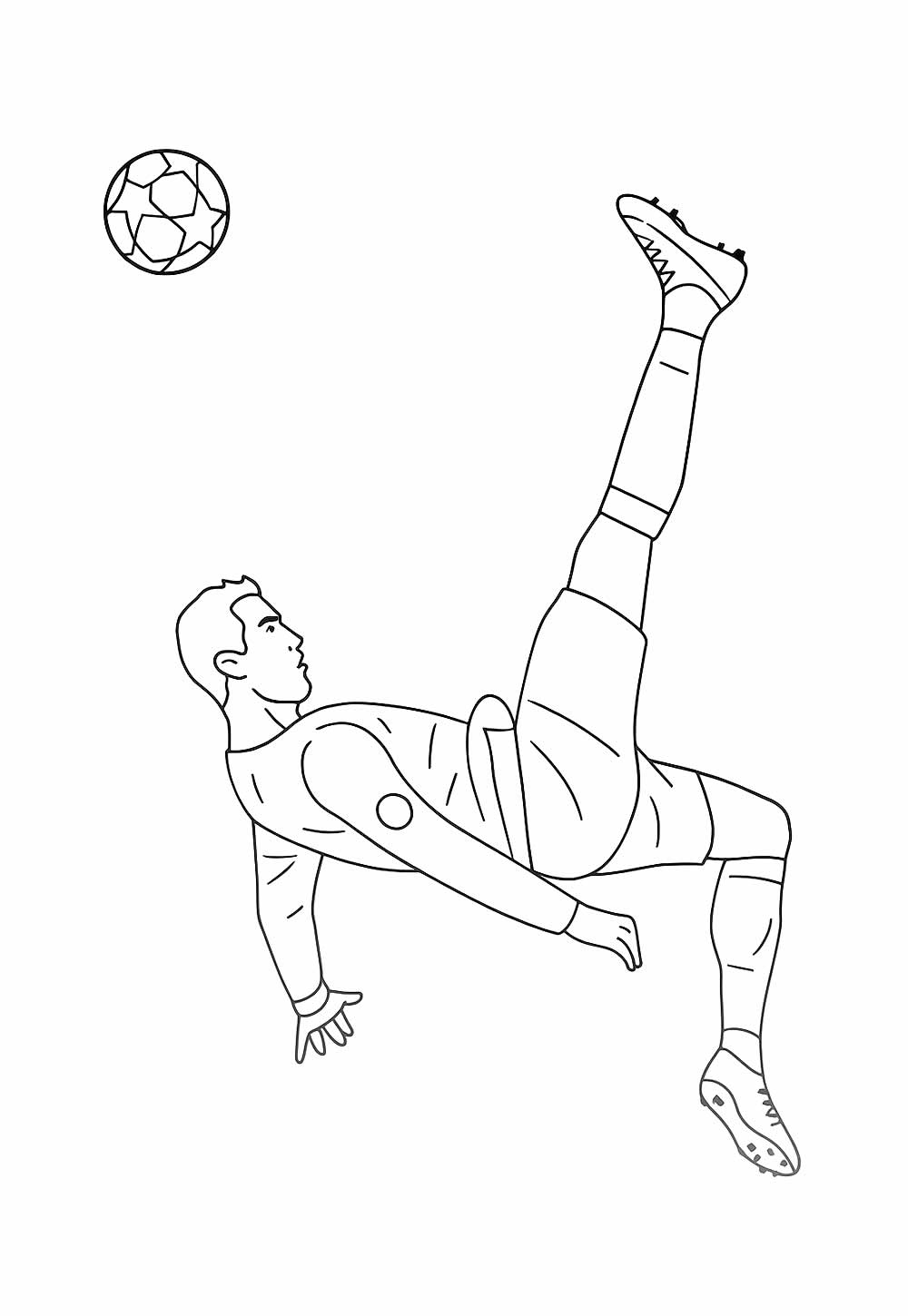 Desenho de Cristiano Ronaldo dando Bicicleta para colorir