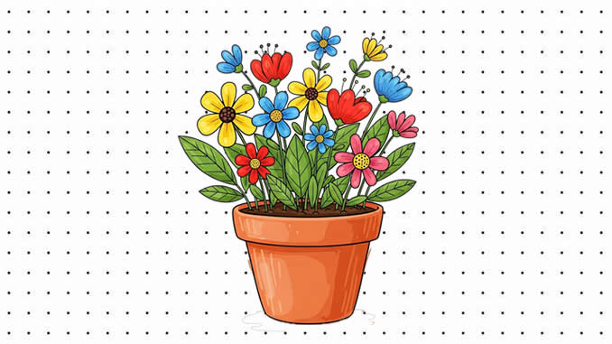 Desenhos de Vaso de Flores para colorir