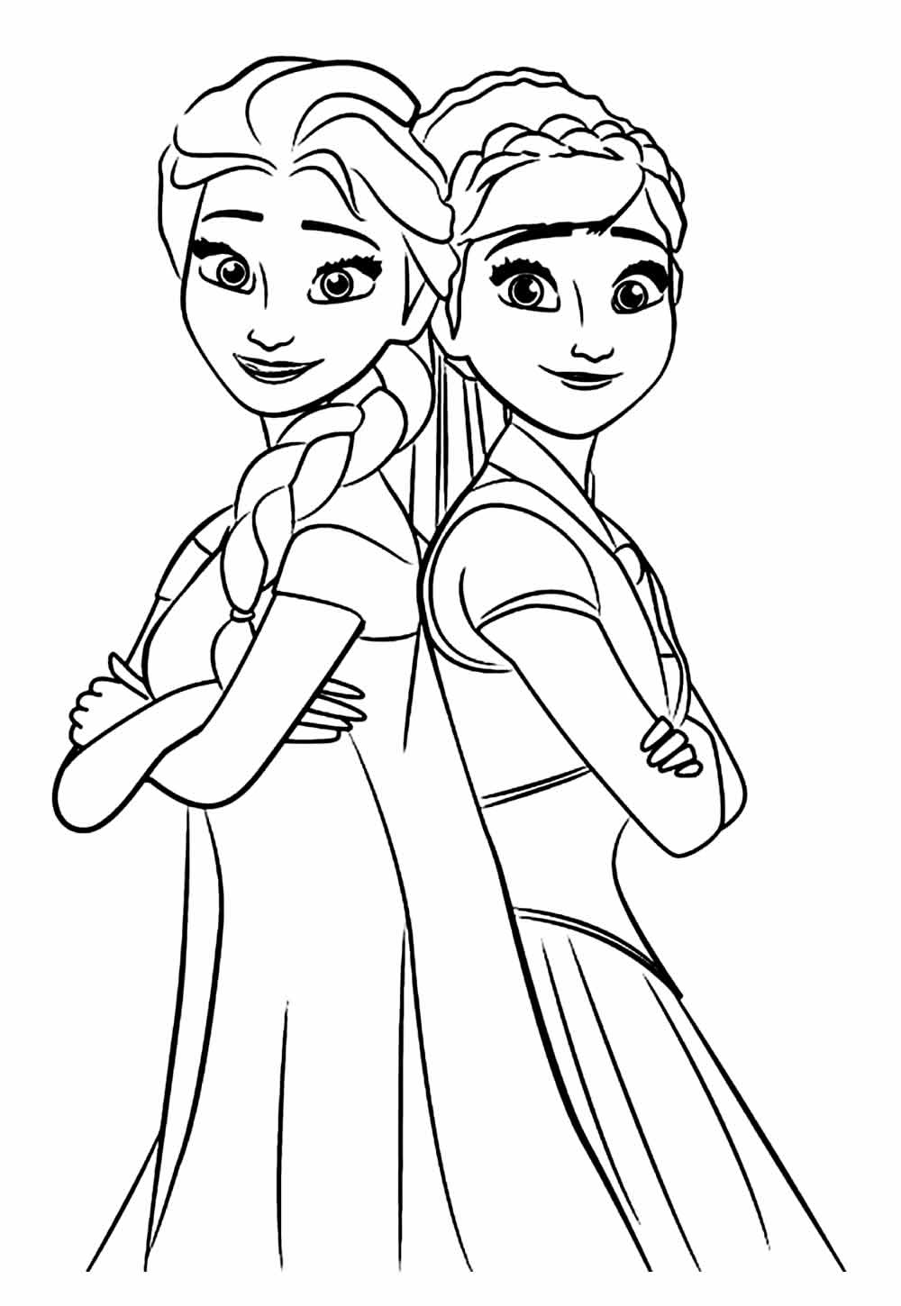 Princesa Elsa e Anna para colorir - Desenho