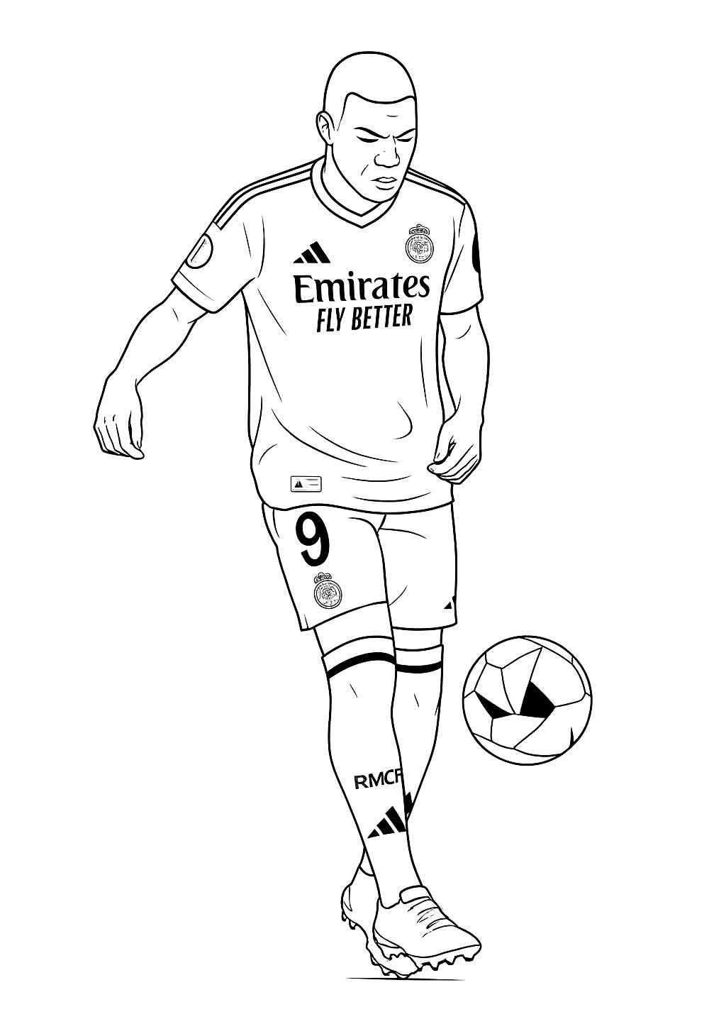 Desenho de Mbappé para colorir