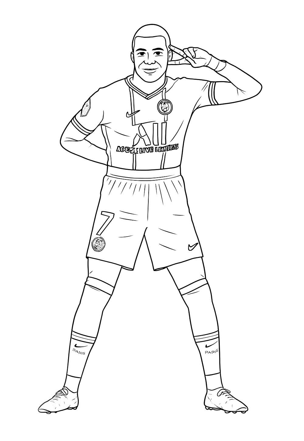 Desenho de Mbappé para Pintar