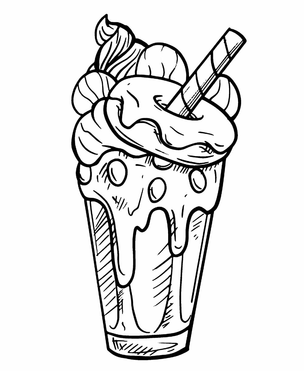 Desenho para colorir fofo de milkshake com chantilly · Creative Fabrica