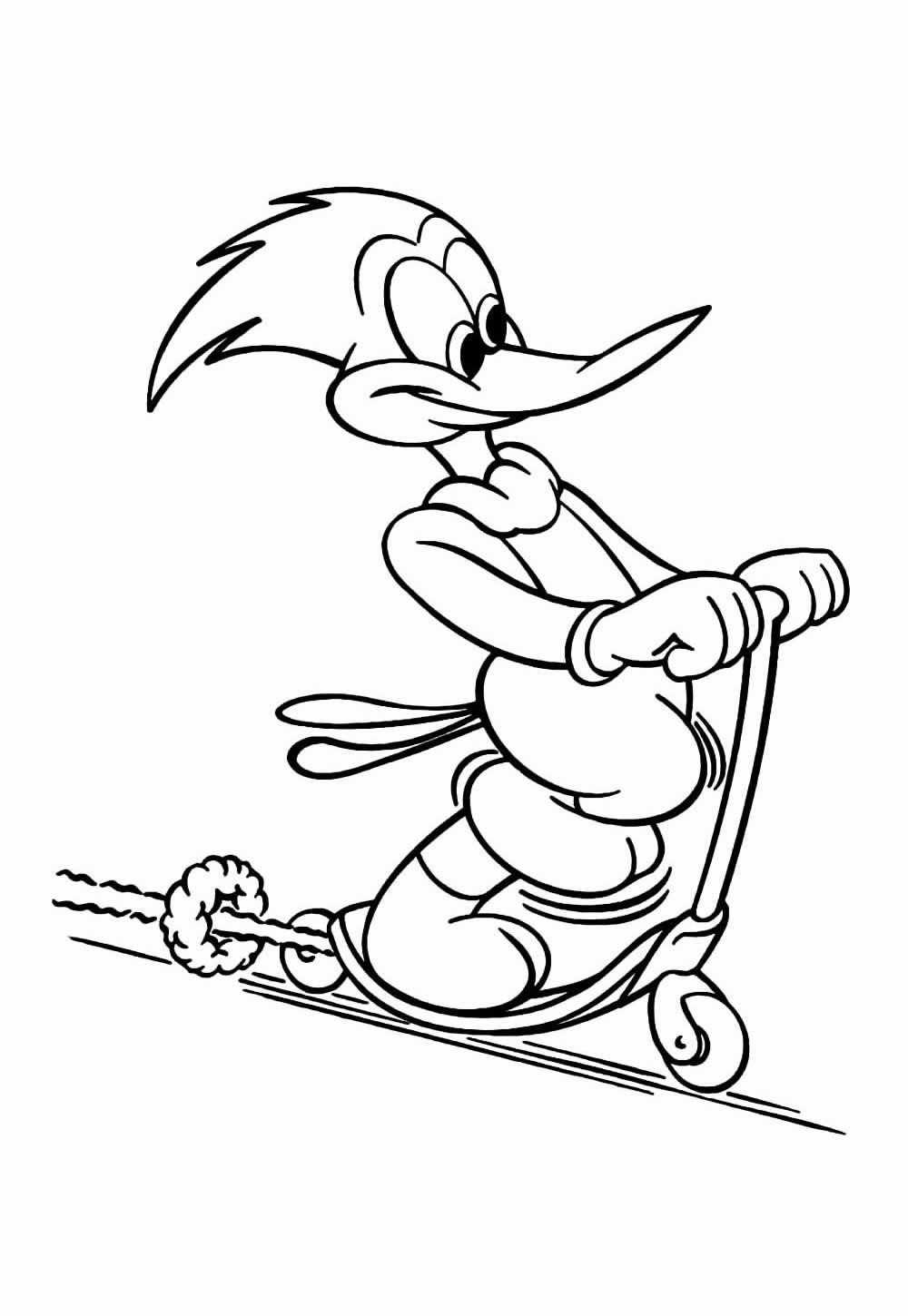 Desenho de Pica-Pau para colorir e pintar