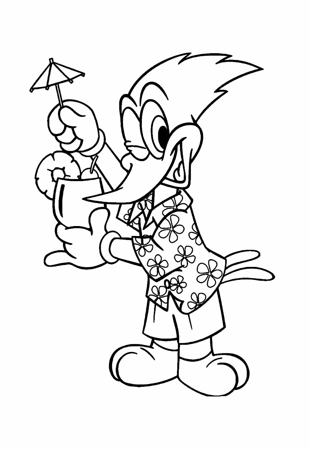 Desenho de Pica-Pau para imprimir e pintar
