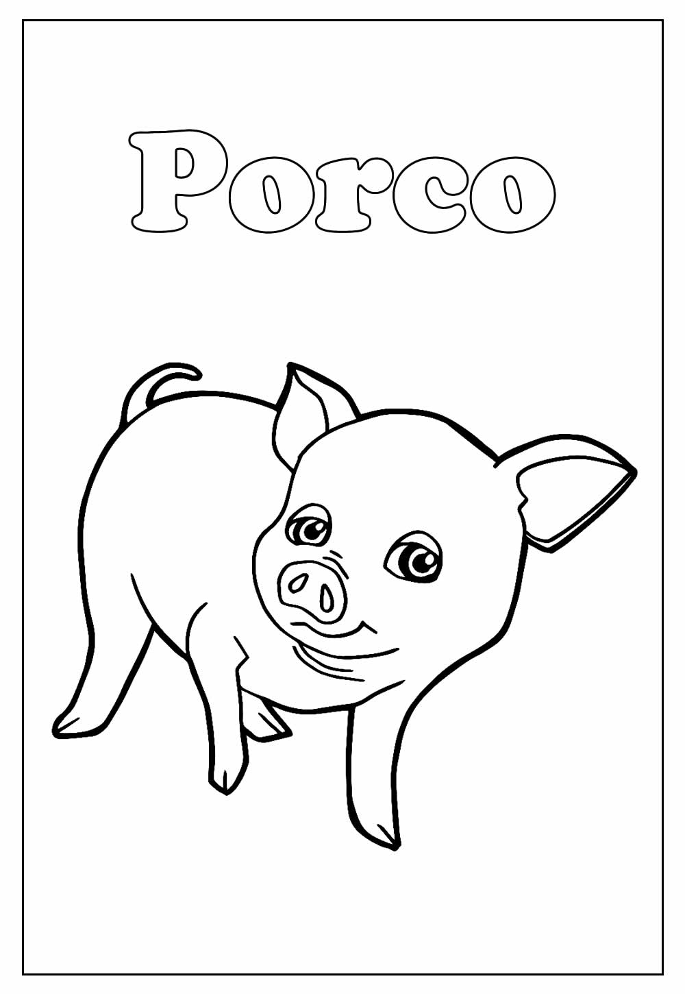Desenho Educativo de Porco para colorir