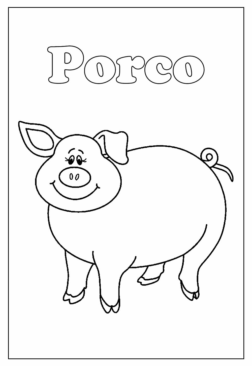 Desenho Educativo de Porquinho para colorir