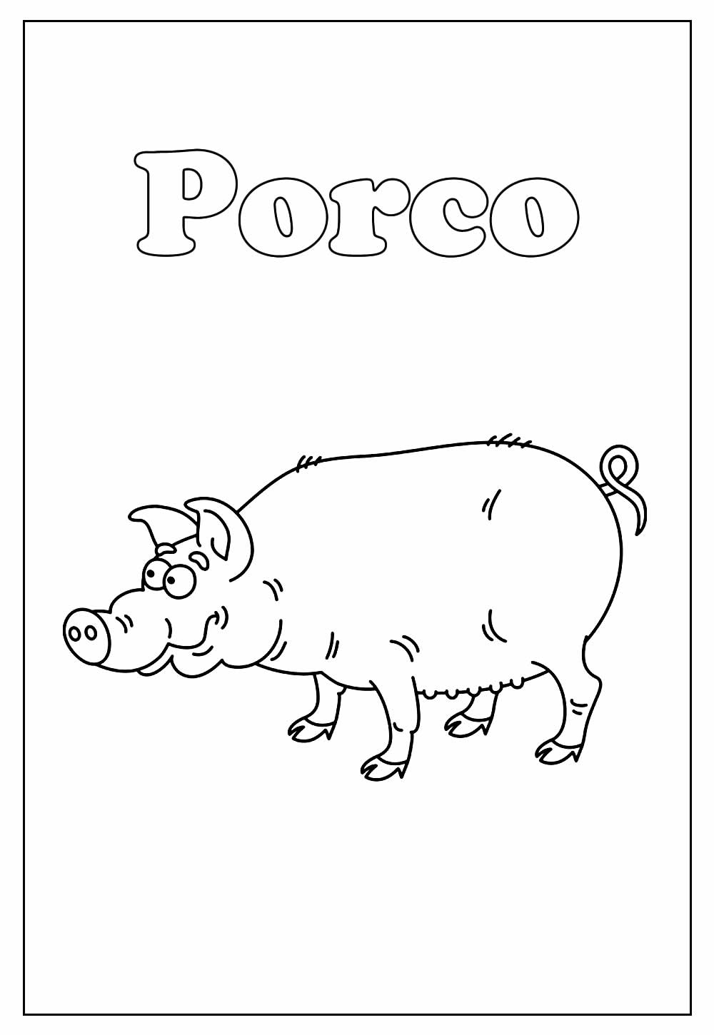 Desenho Educativo de Porco para colorir