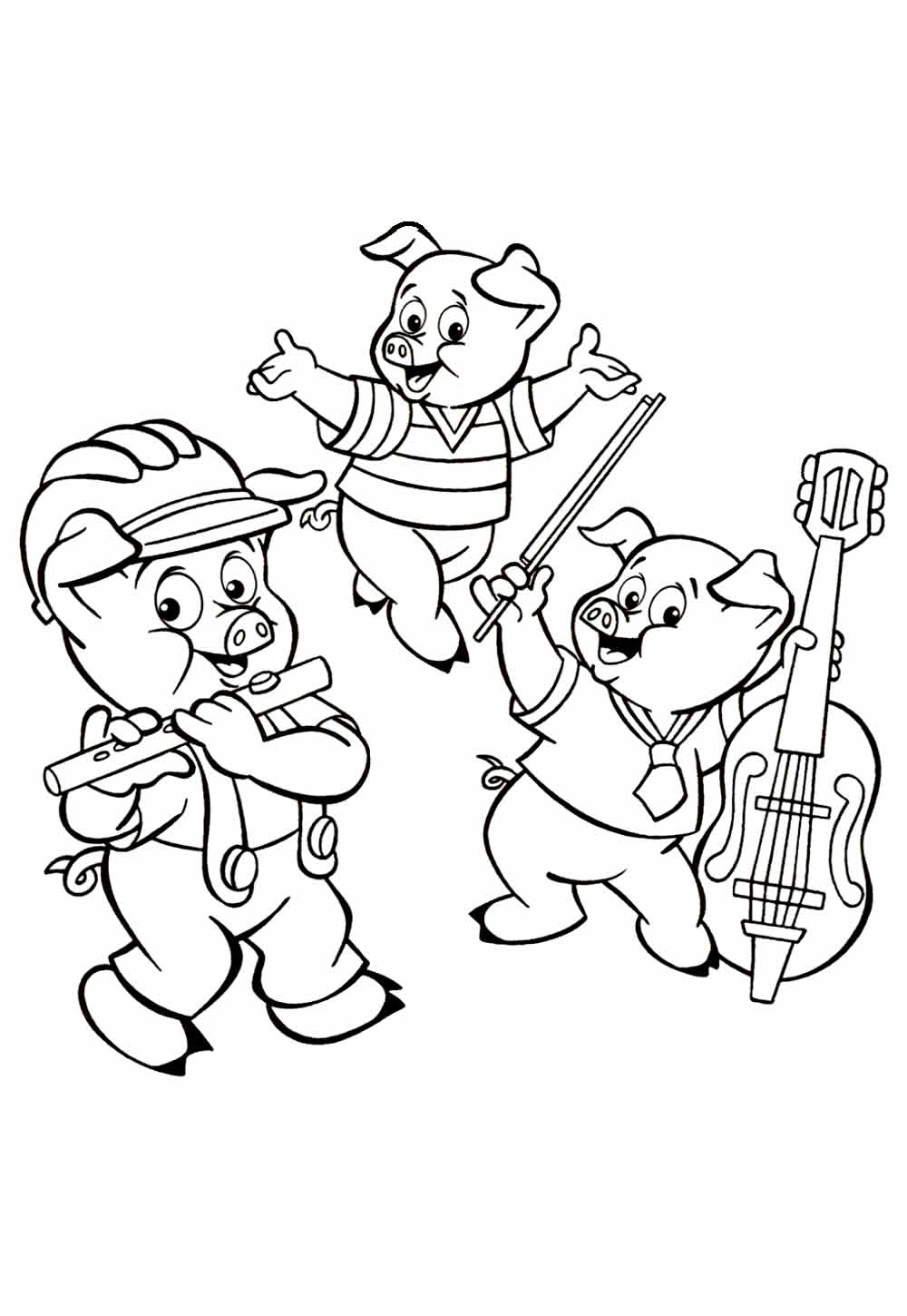 Desenho dos Três Porquinhos para colorir
