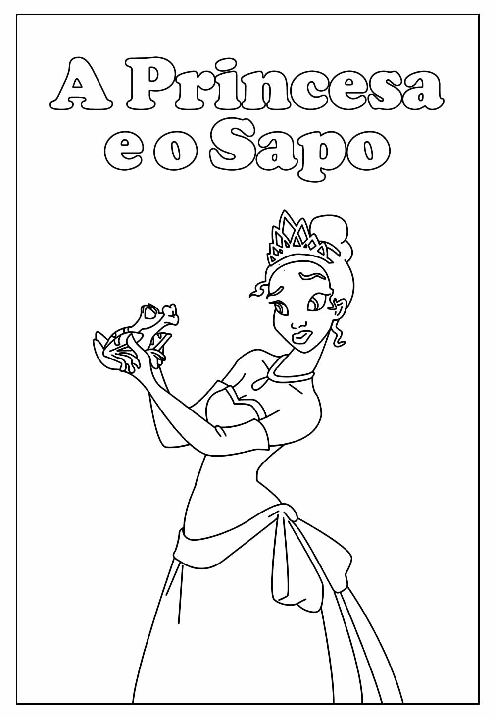 Desenho da Princesa e o Sapo para colorir