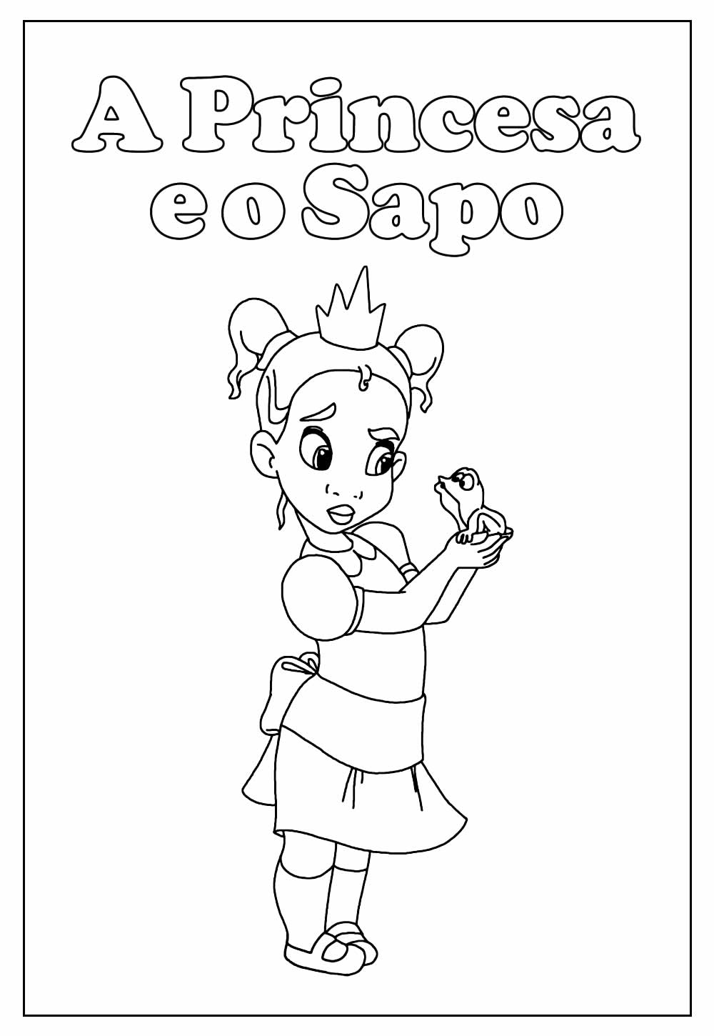 Desenho da Princesa e o Sapo para pintar