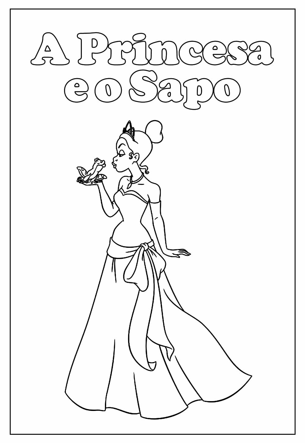 Desenho da Princesa e o Sapo para colorir