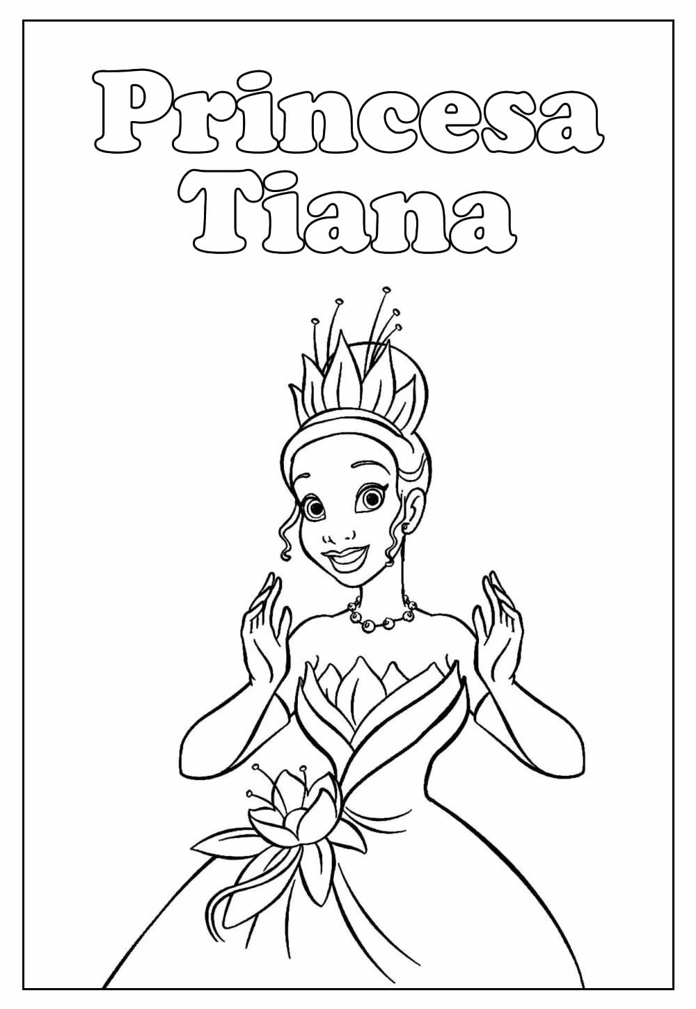 Desenho da Princesa e o Sapo para colorir