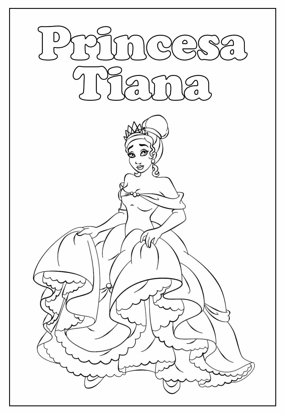 Desenho da Princesa Tiana para colorir