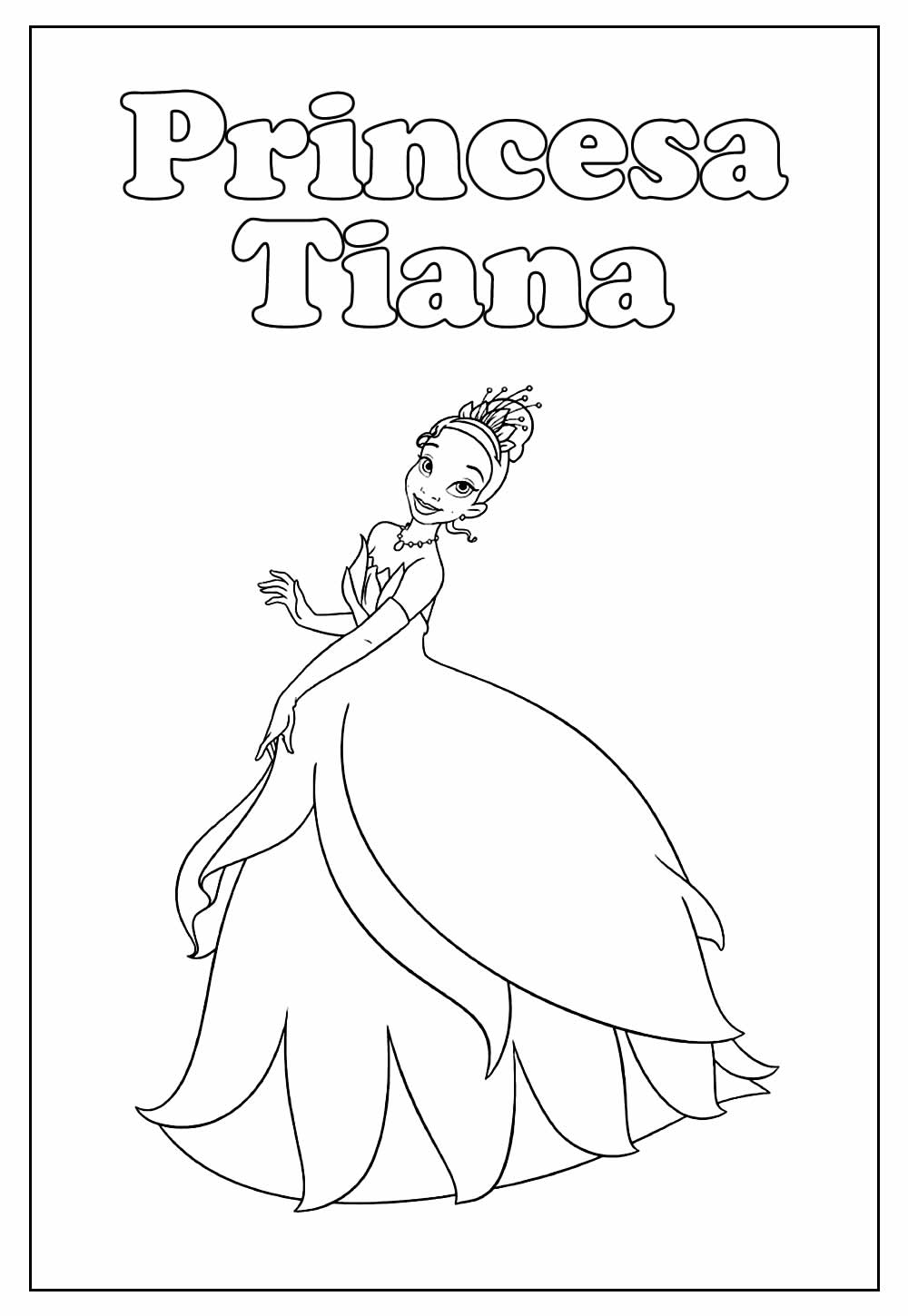 Desenho da Princesa Tiana para imprimir