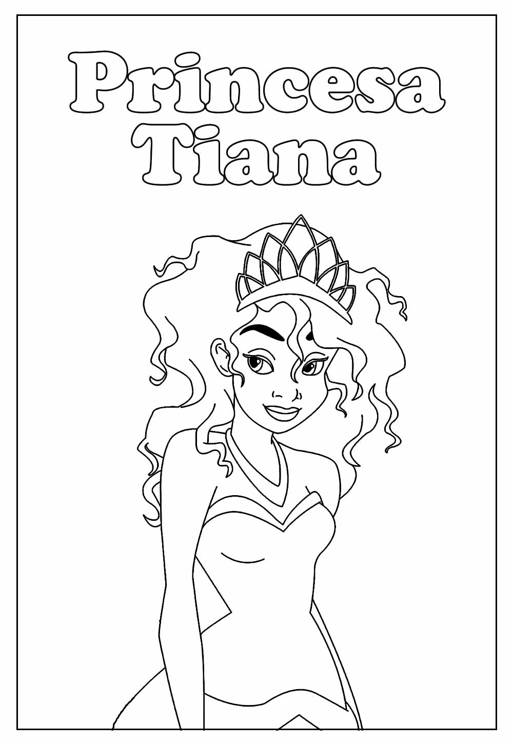 Desenho Educativo da Princesa Tiana para colorir