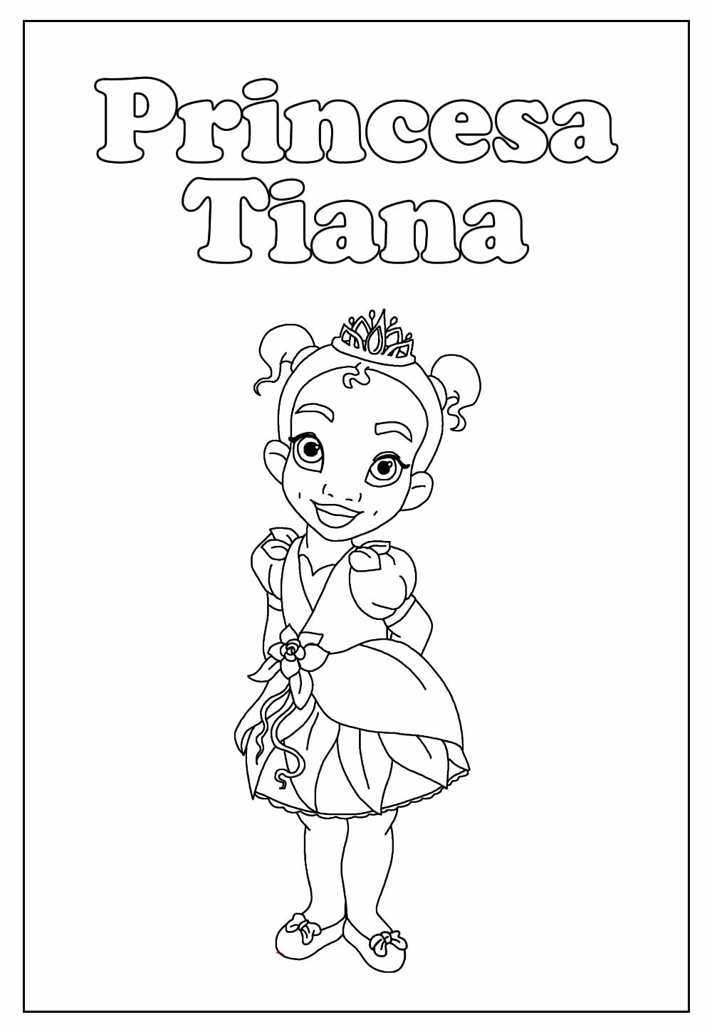 Desenho Educativo da Princesa Tiana para pintar