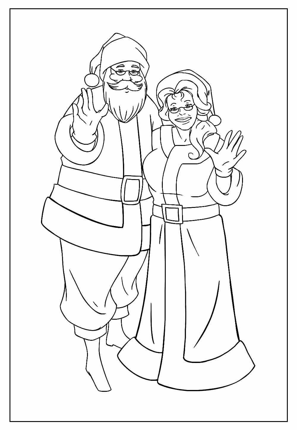 Desenho da Mamãe e do Papai Noel para colorir