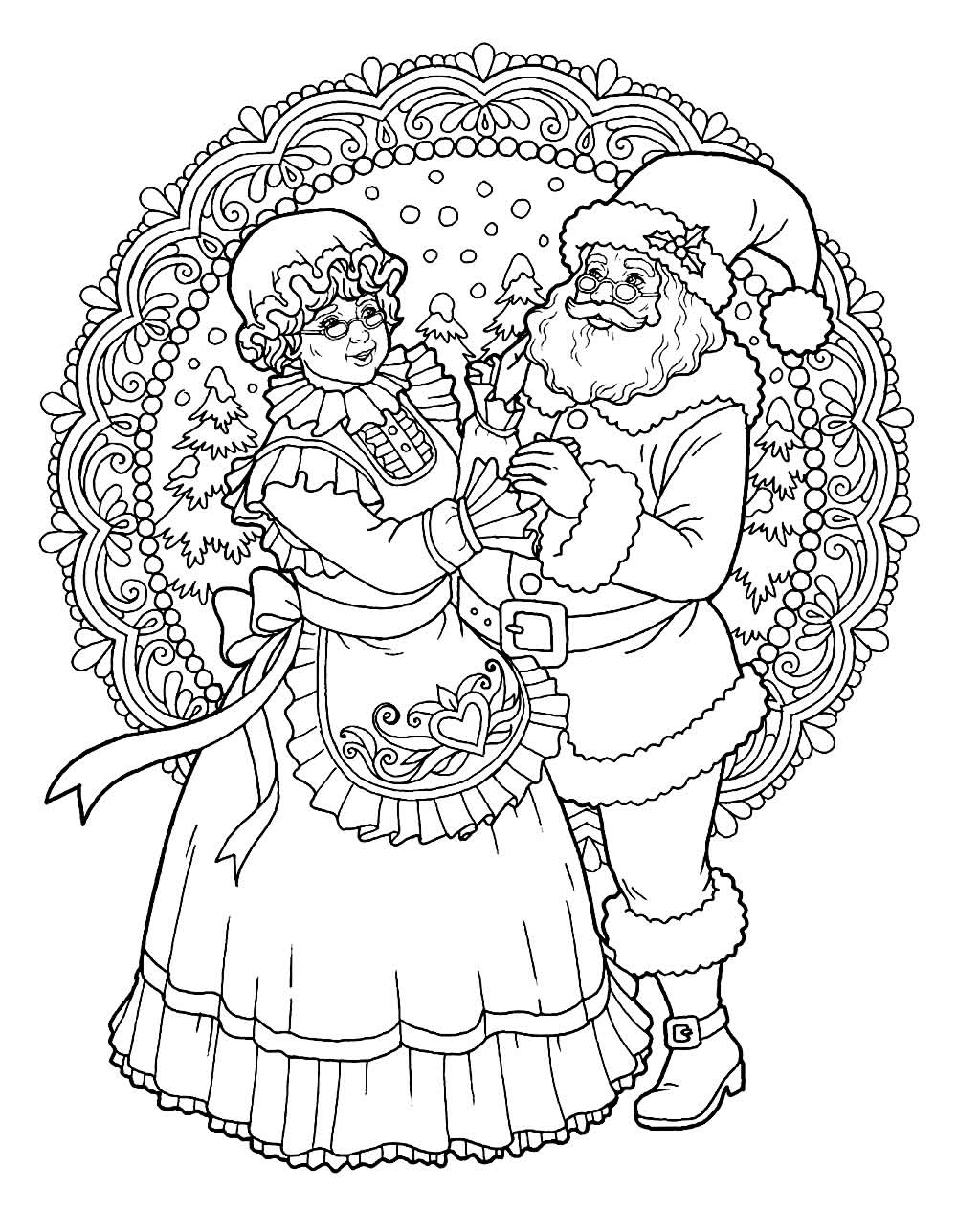 Desenho de Papai Noel e Mamãe Noel