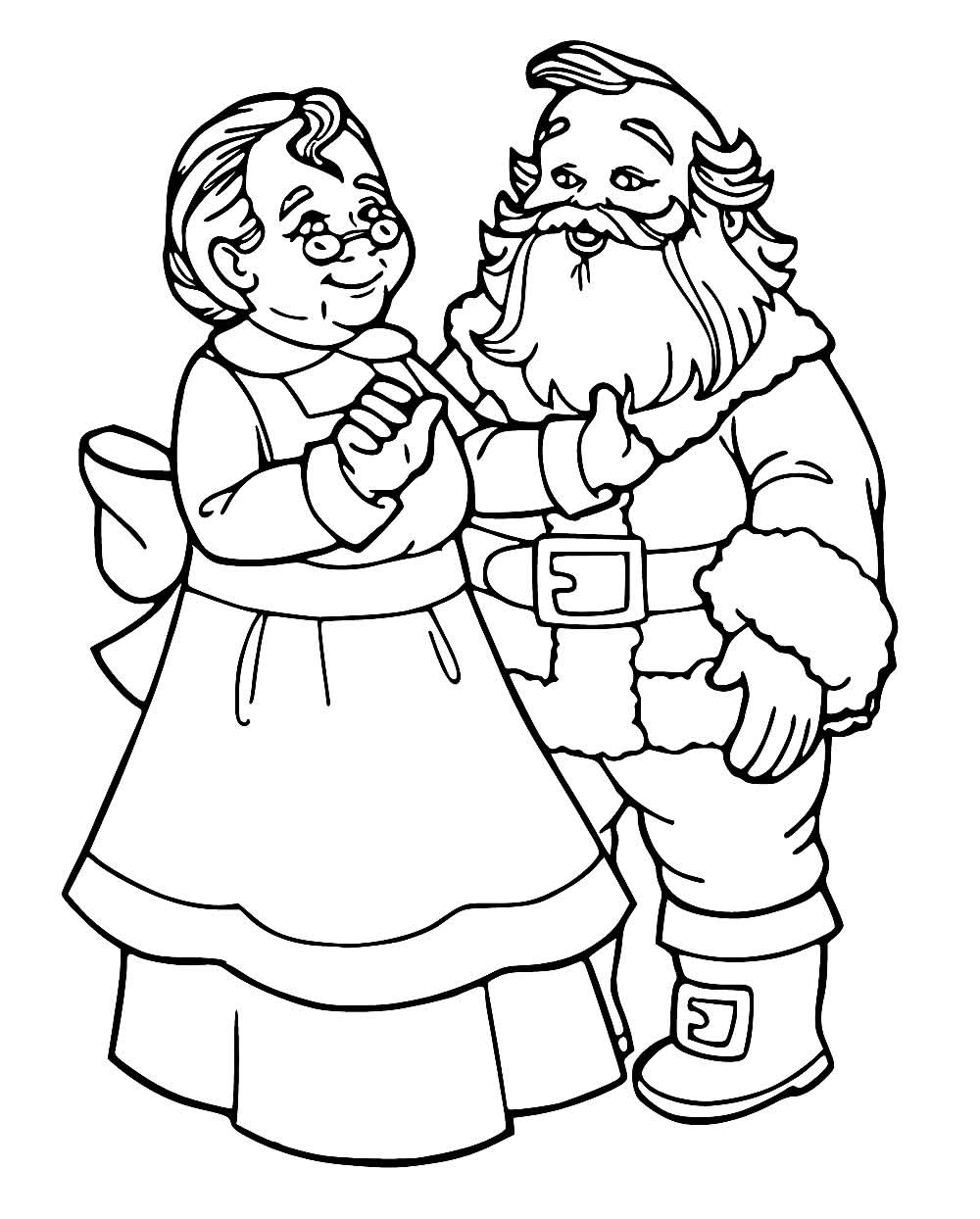 Desenho de Papai Noel e da Mamãe Noel para colorir