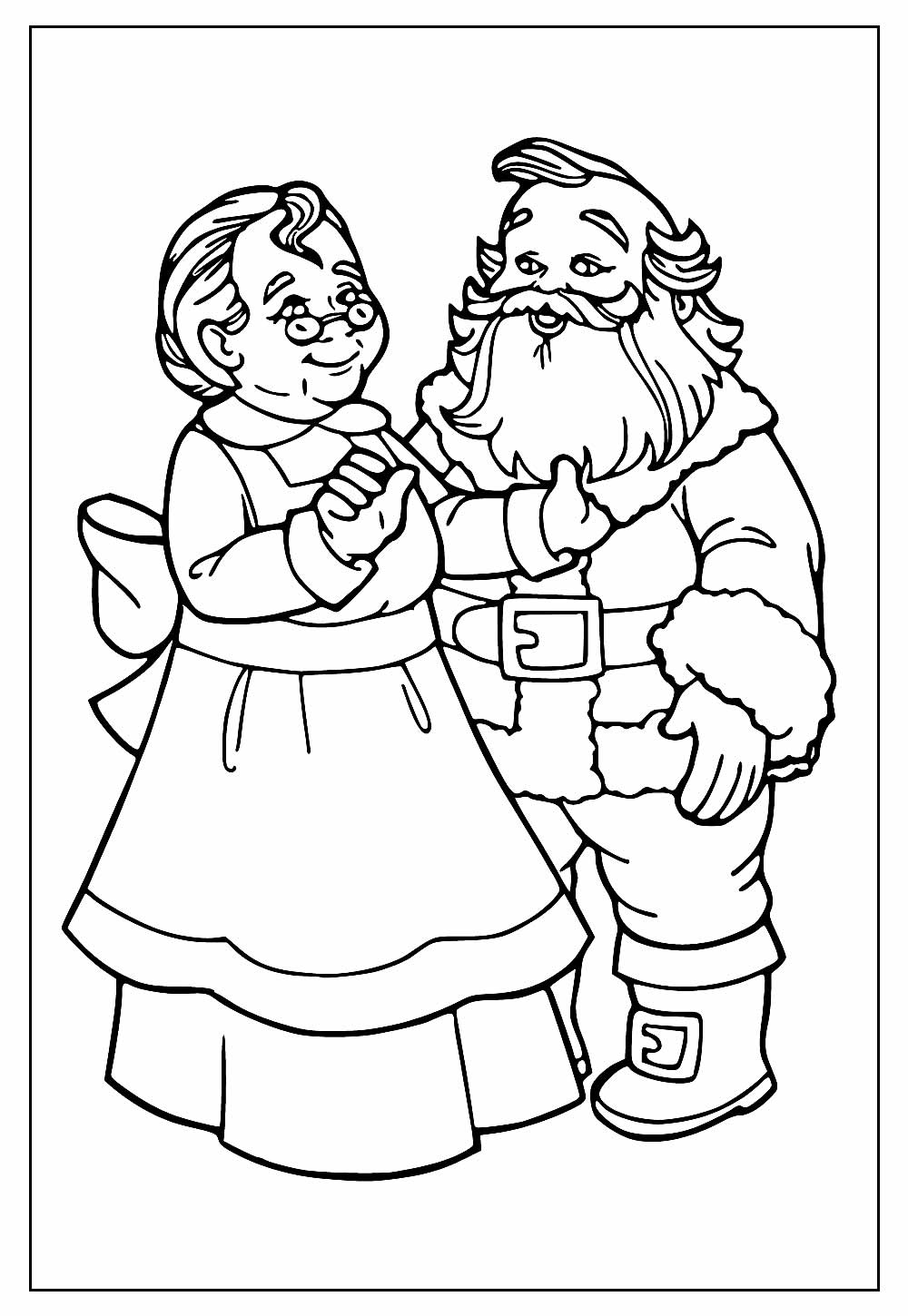 Desenho de Mamãe Noel e Papai Noel para colorir