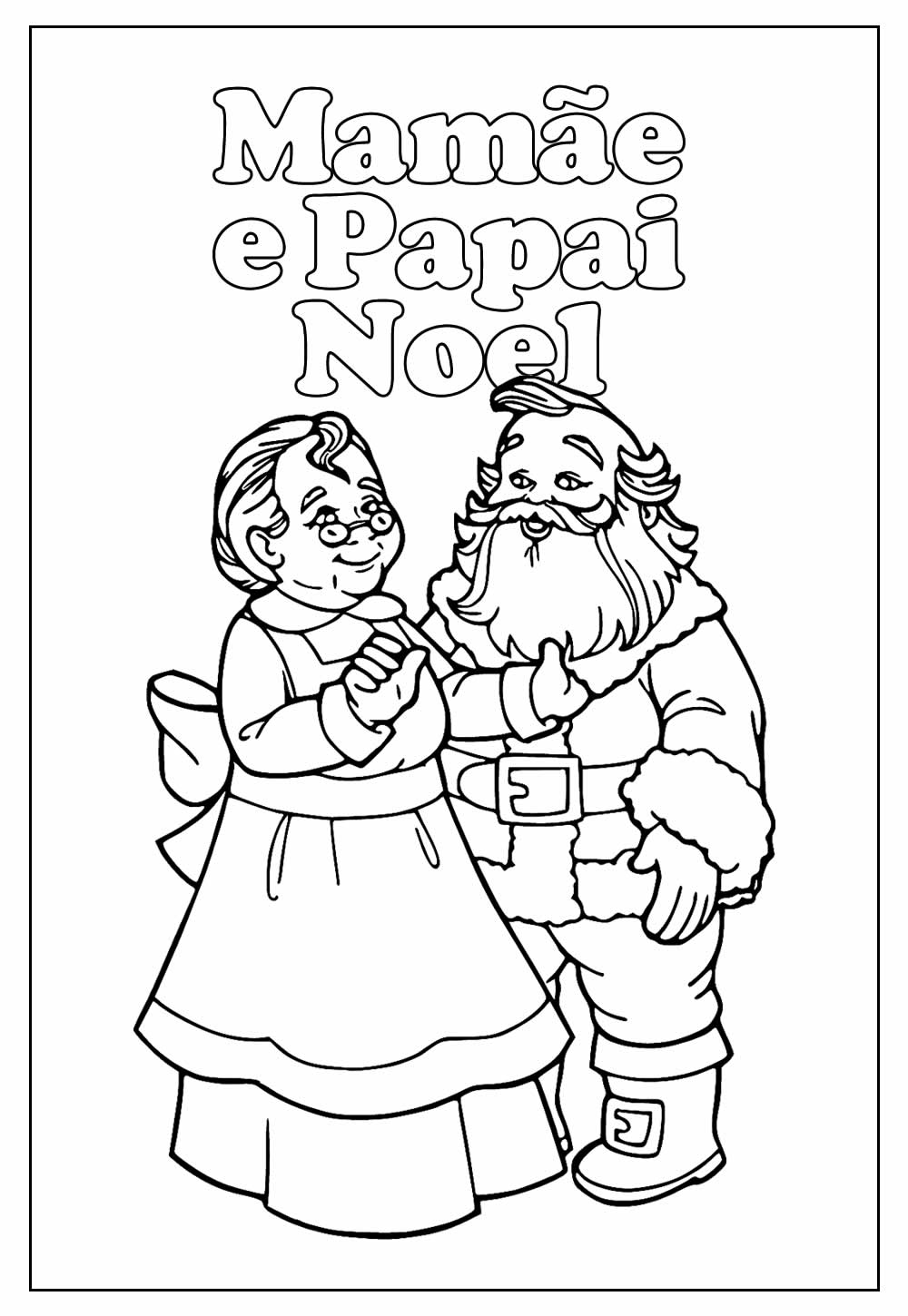 Desenho Educativo da Mamãe e do Papai Noel para colorir