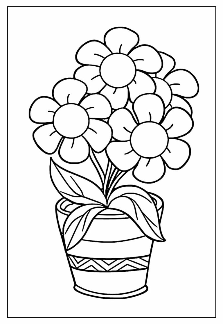 Desenhos de Vasos de Flores para colorir - Bora Colorir