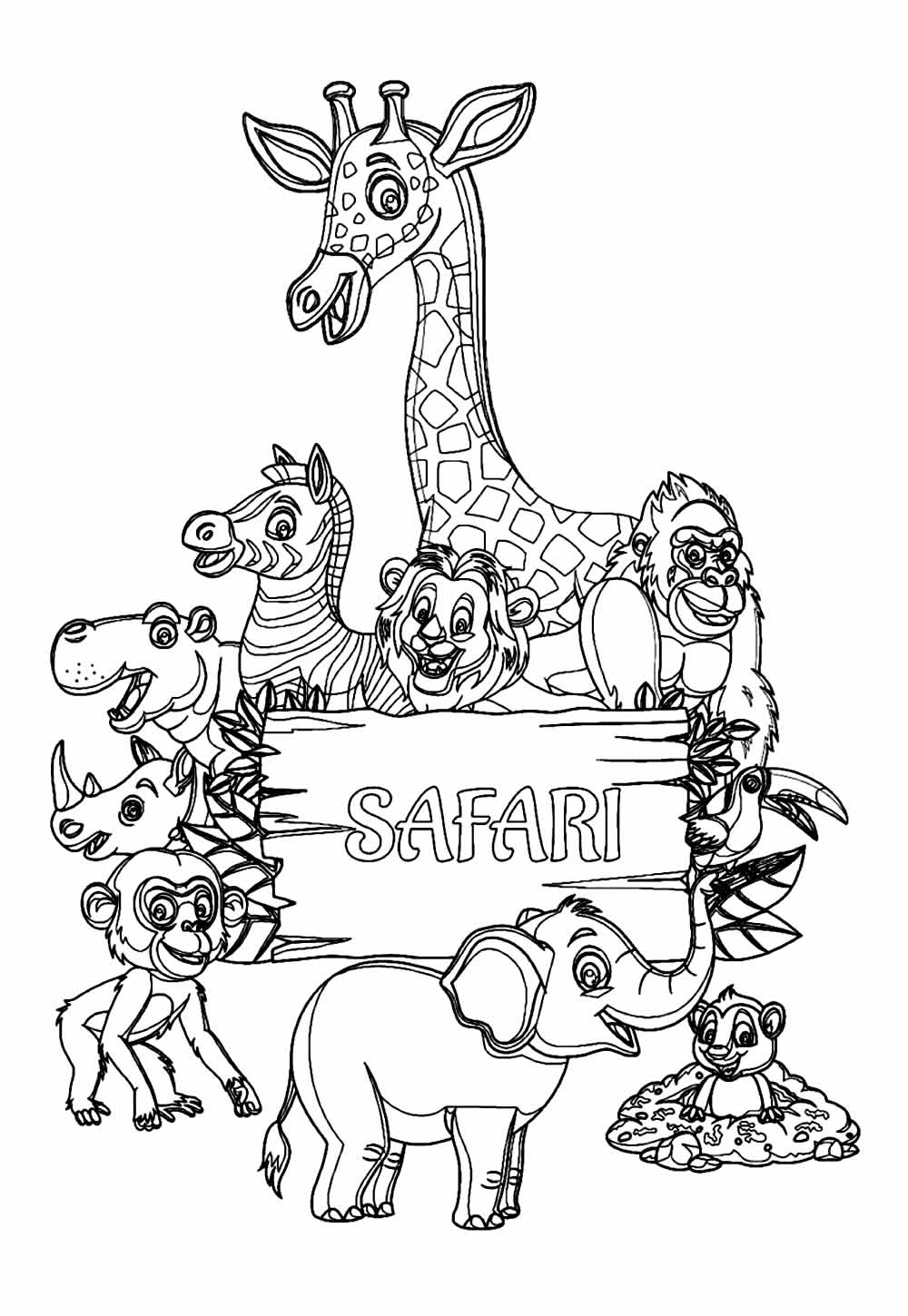 Imagem de Animais do Safari para pintar