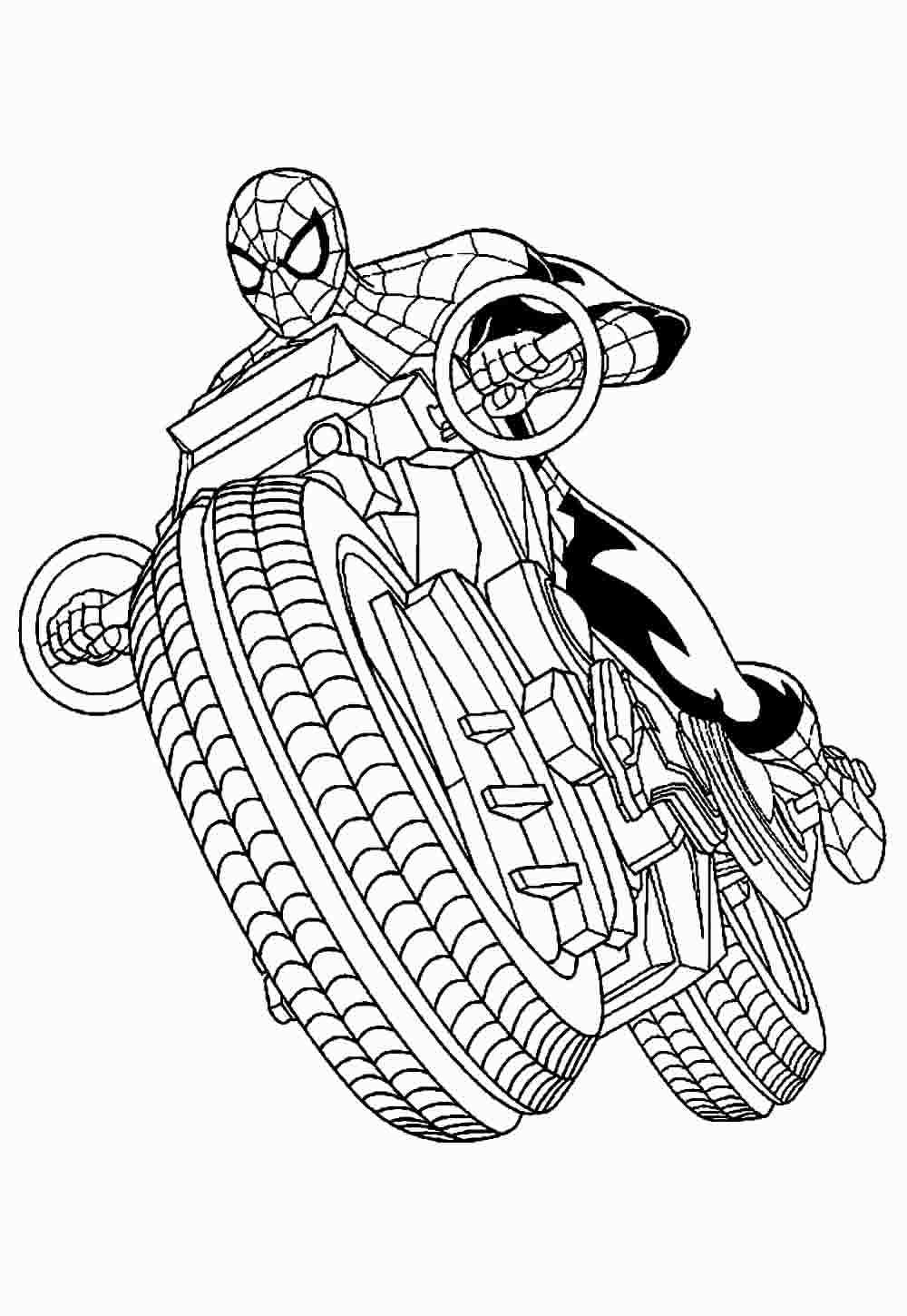 Desenhos Homem-Aranha Colorir Moto