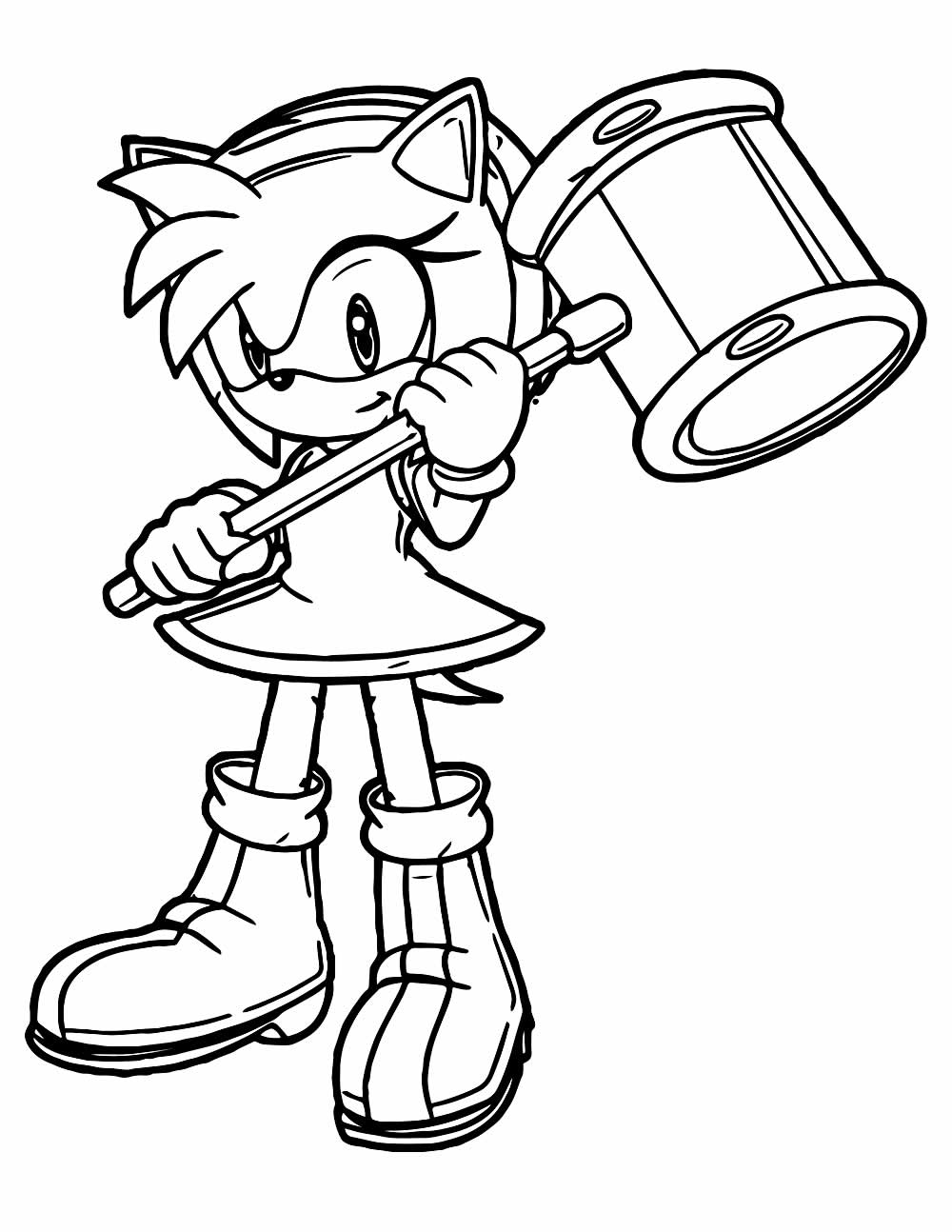 Desenhos para colorir da Amy Rose sorridente - Desenhos para colorir  gratuitos para impressão