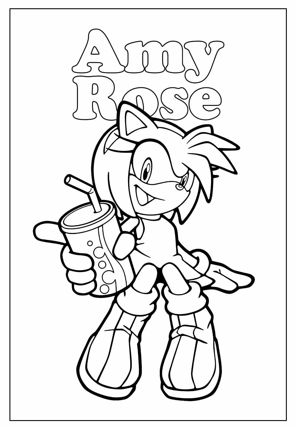 Sonic Amy coração para colorir - Imprimir Desenhos