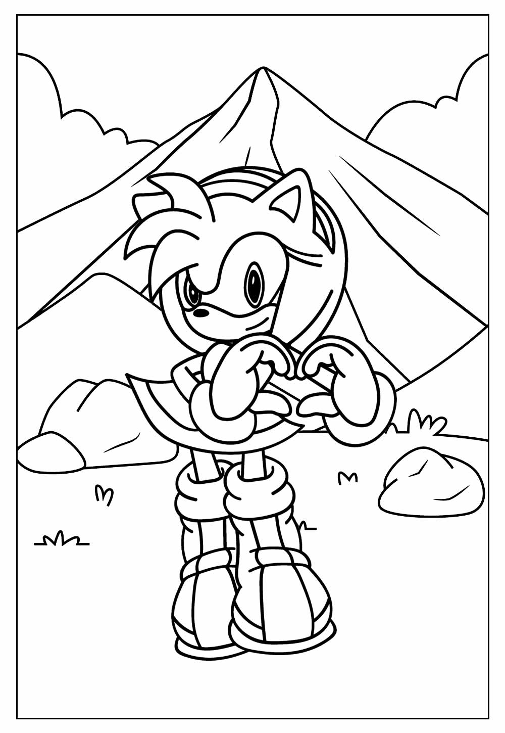 Desenhos para colorir da Amy Rose sorridente - Desenhos para colorir  gratuitos para impressão