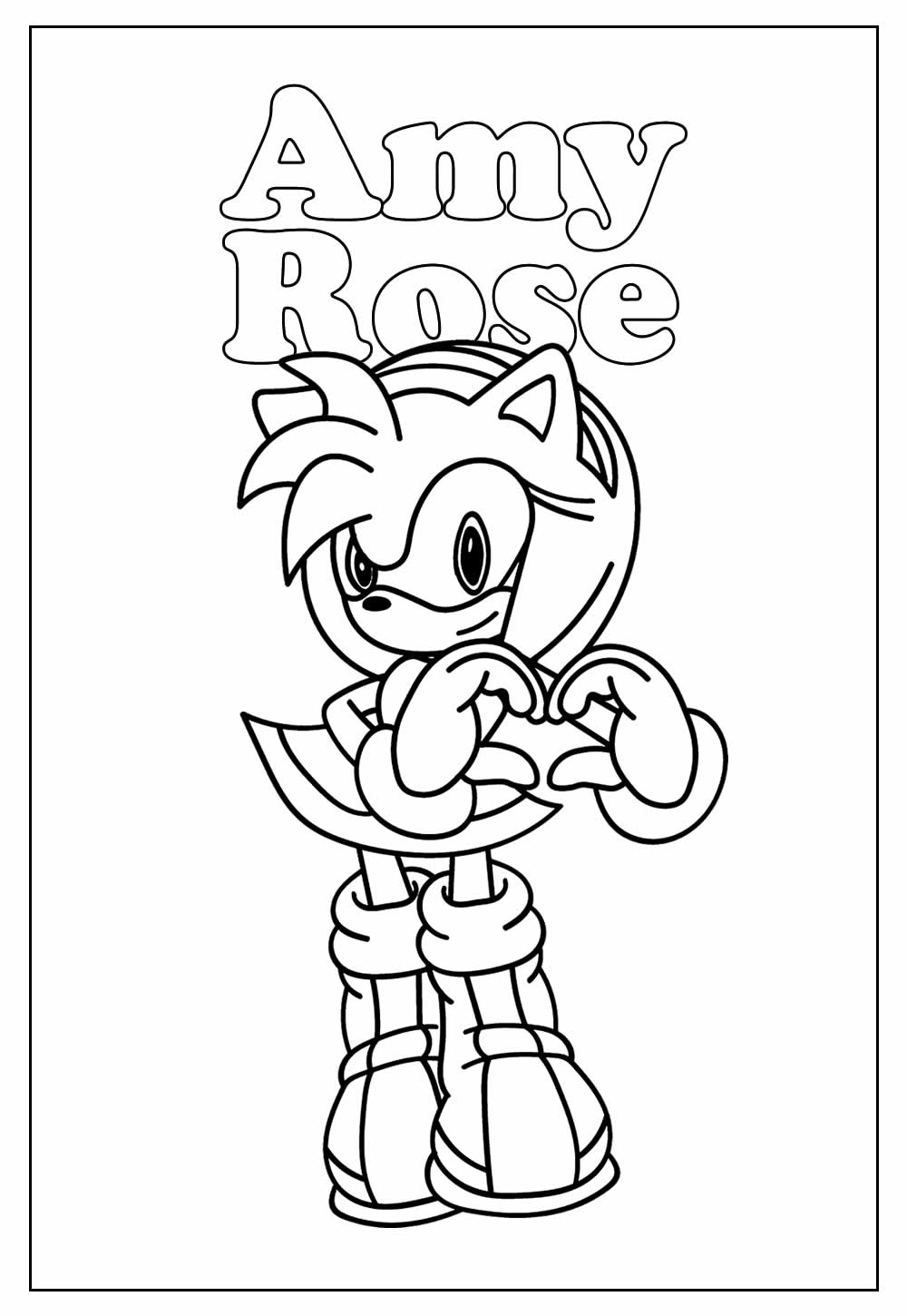Bonitinho Amy Rose Páginas para colorir: páginas imprimíveis
