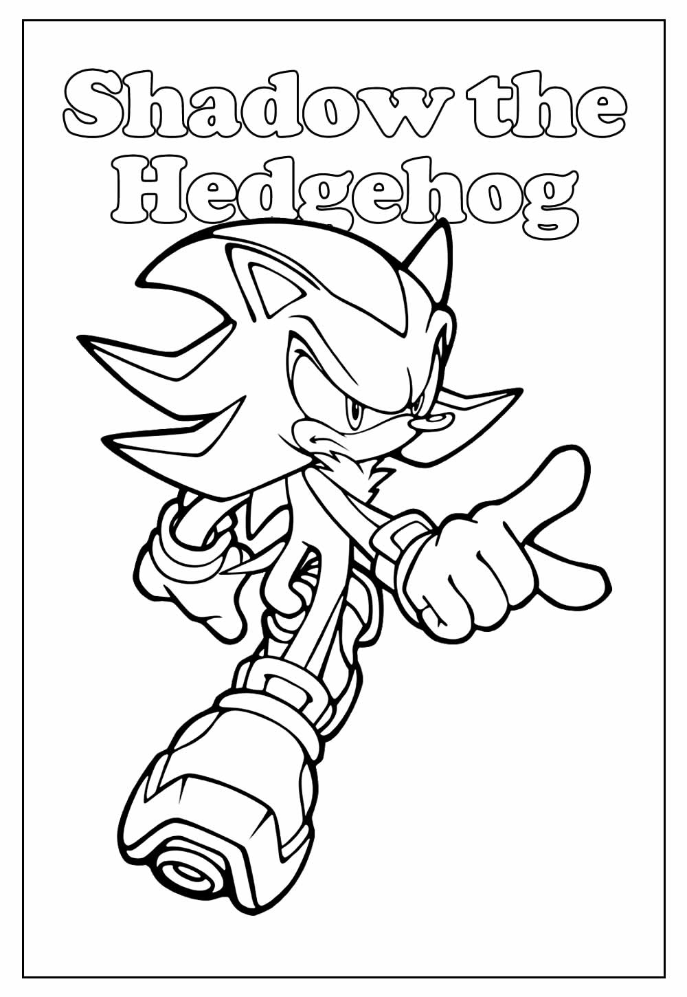 Modelo de Shadow the Hedgehog para colorir