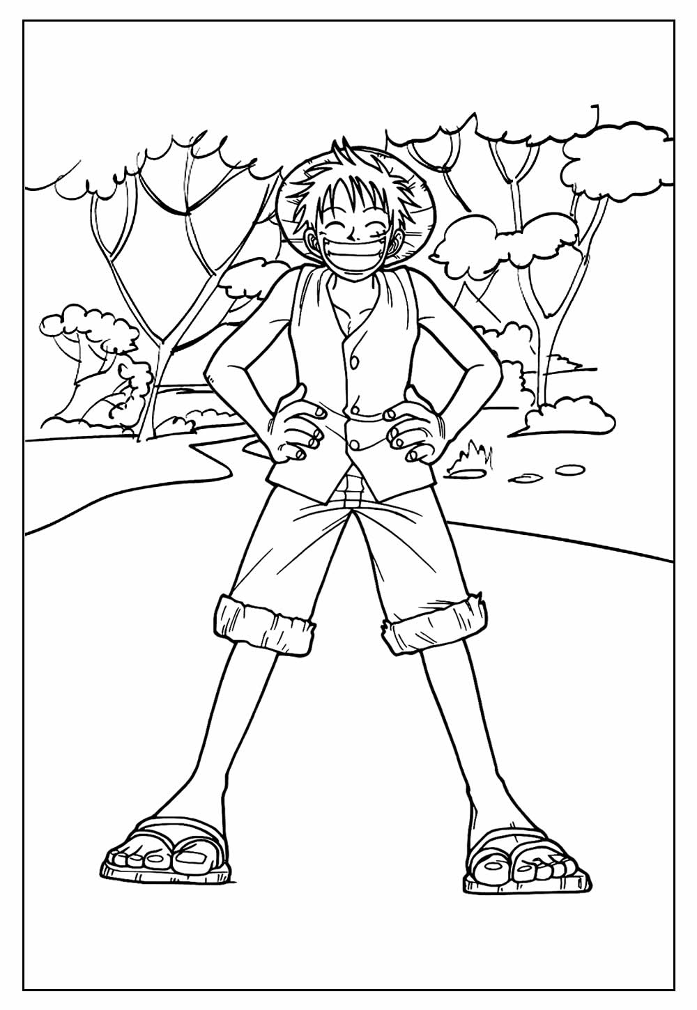 Desenho do Luffy para pintar