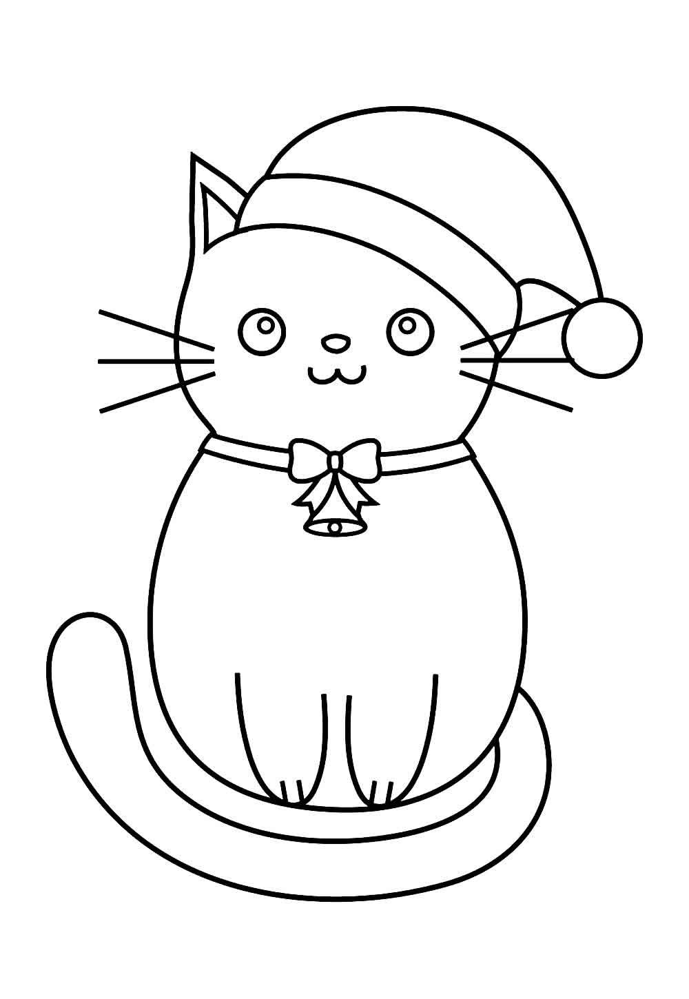 Gato com Gorro de Natal para pintar