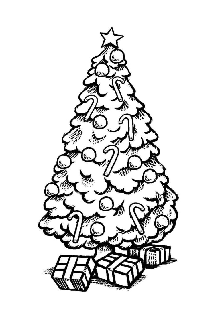 Desenhos de Pinheiros de Natal para colorir - Bora Colorir