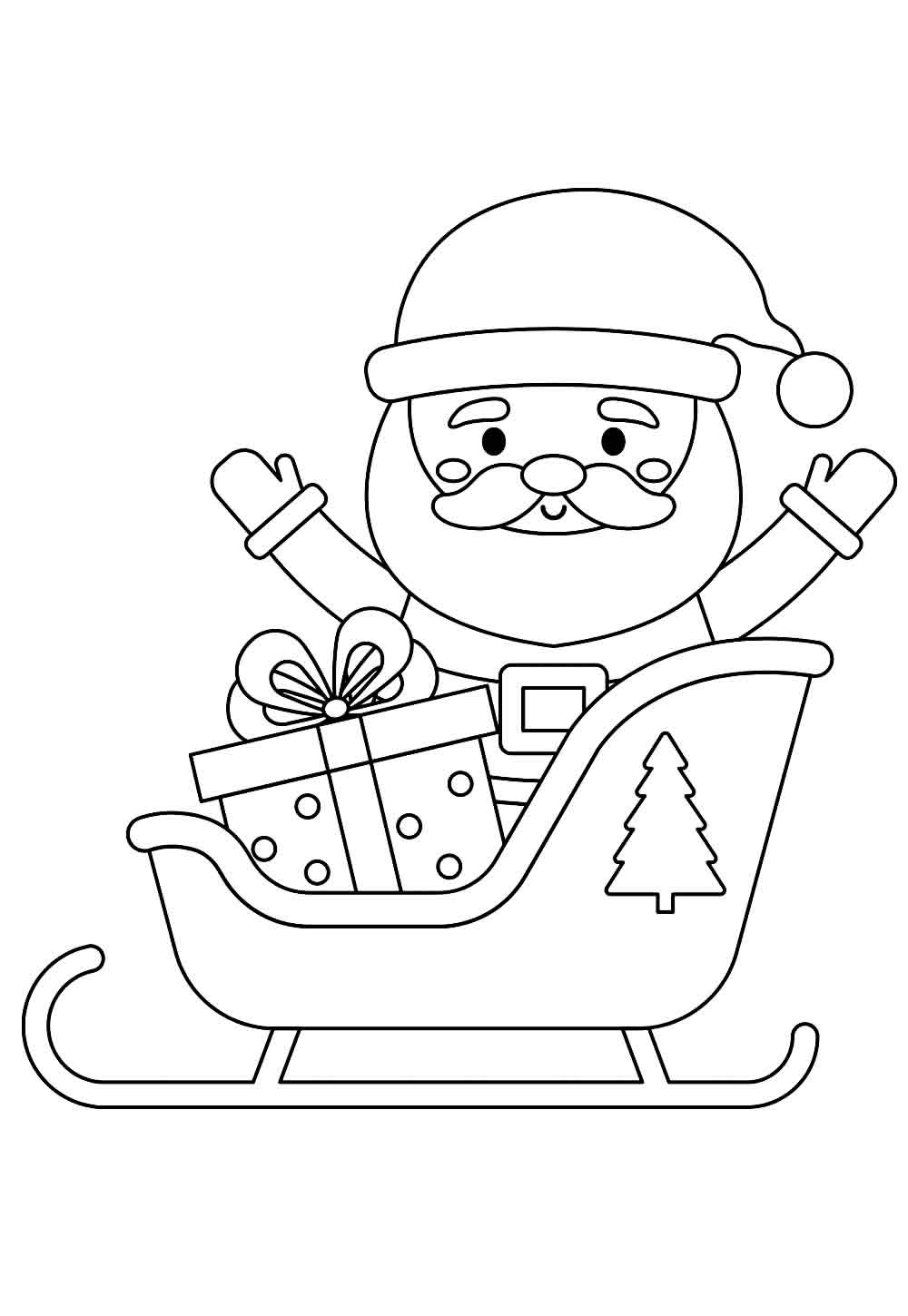 Papai Noel com Trenó para colorir - Desenho