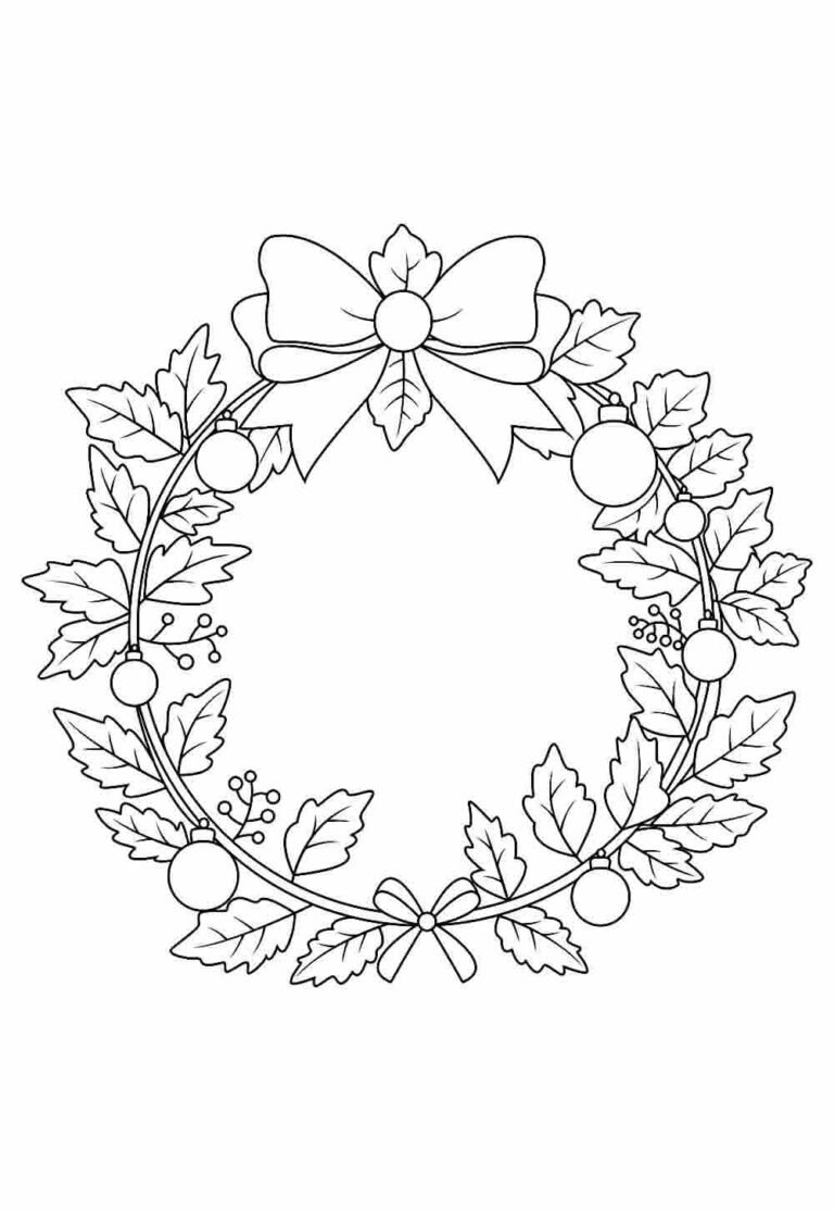 Desenhos de Guirlandas de Natal para colorir - Bora Colorir
