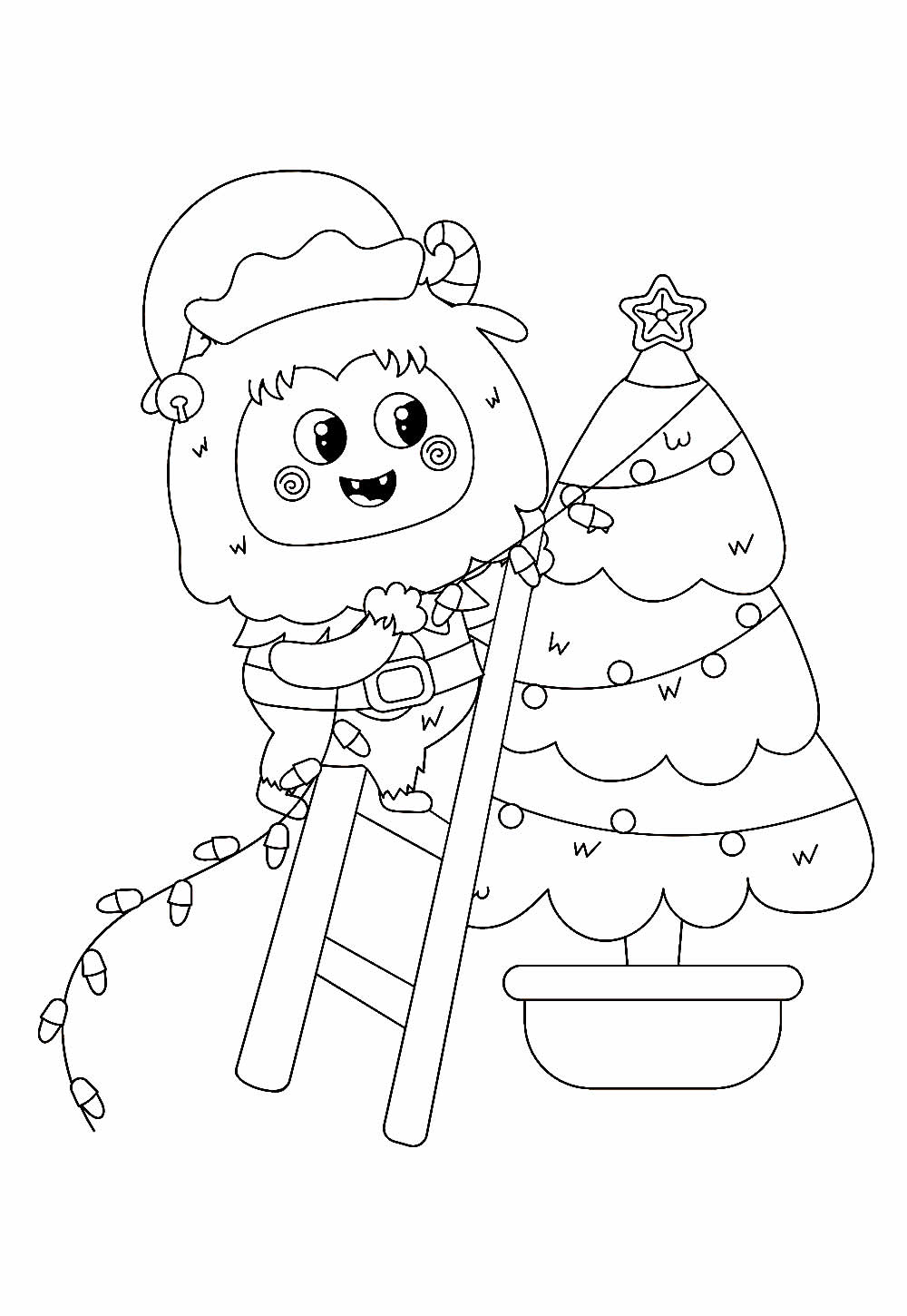 Imagem de Natal Kawaii para colorir